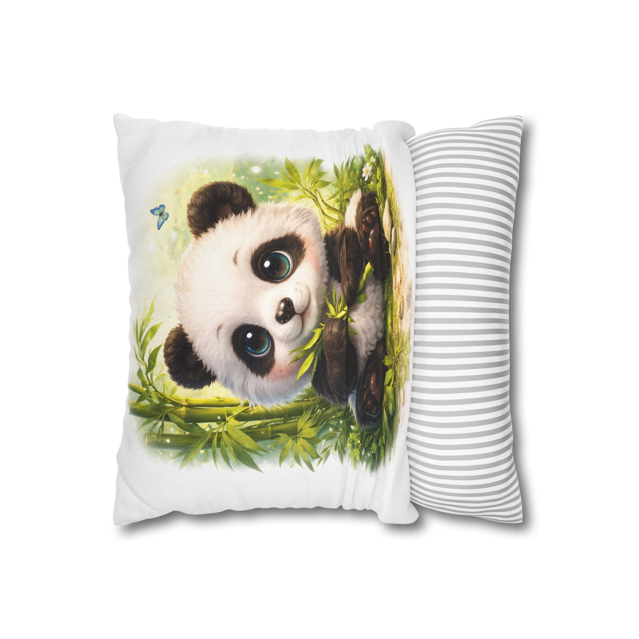 Baby Panda Bamboo Pillowcase, Square Throw Pillow Cover | Spun Polyester