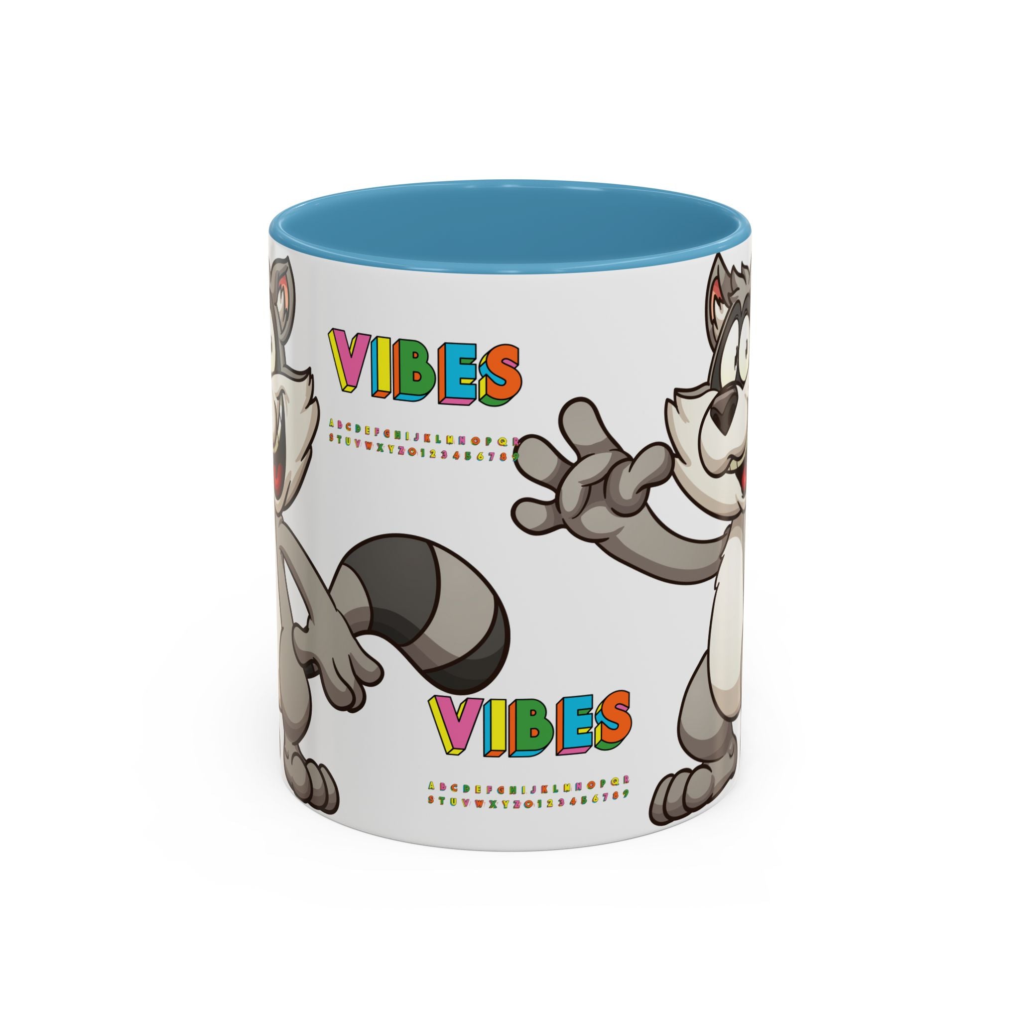 Raccoon VIBES Mug 11oz 15oz | Color Interior Handle Ceramic Coffee Cup