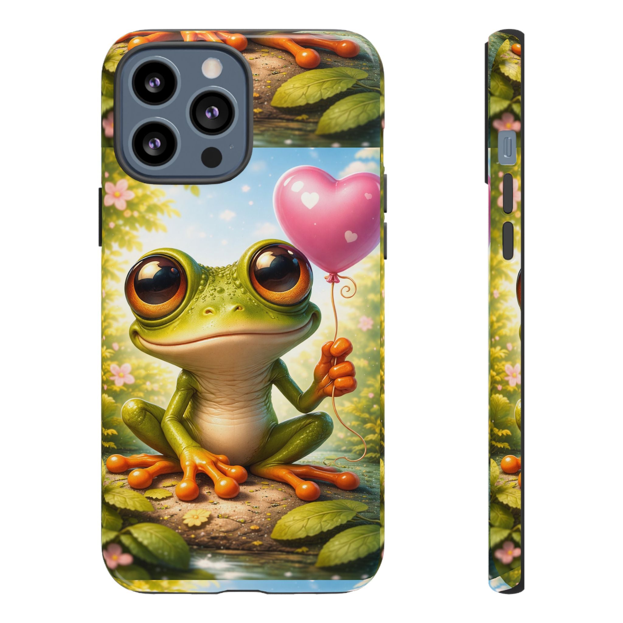 Frog Heart Balloon Phone Case — Glossy or Matte 3D Wrap Protective Case