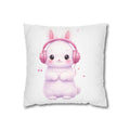 Pastel Bunny with Headphones Pillowcase | Square Pillow Cover, Double-Sided