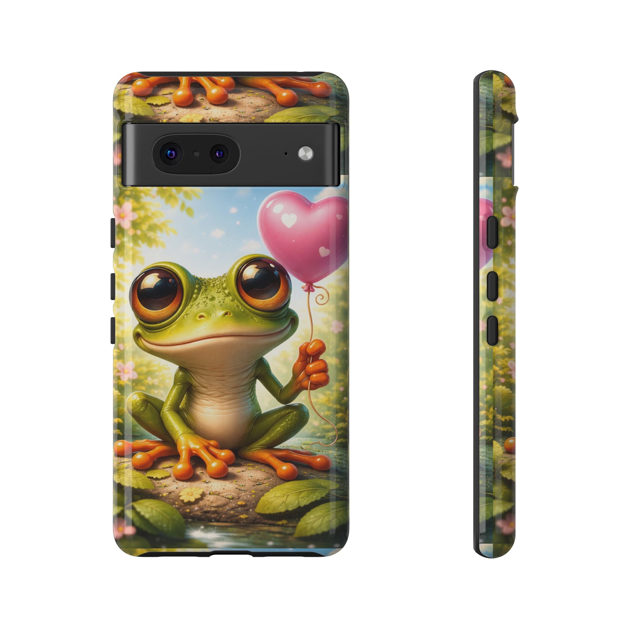 Frog Heart Balloon Phone Case — Glossy or Matte 3D Wrap Protective Case
