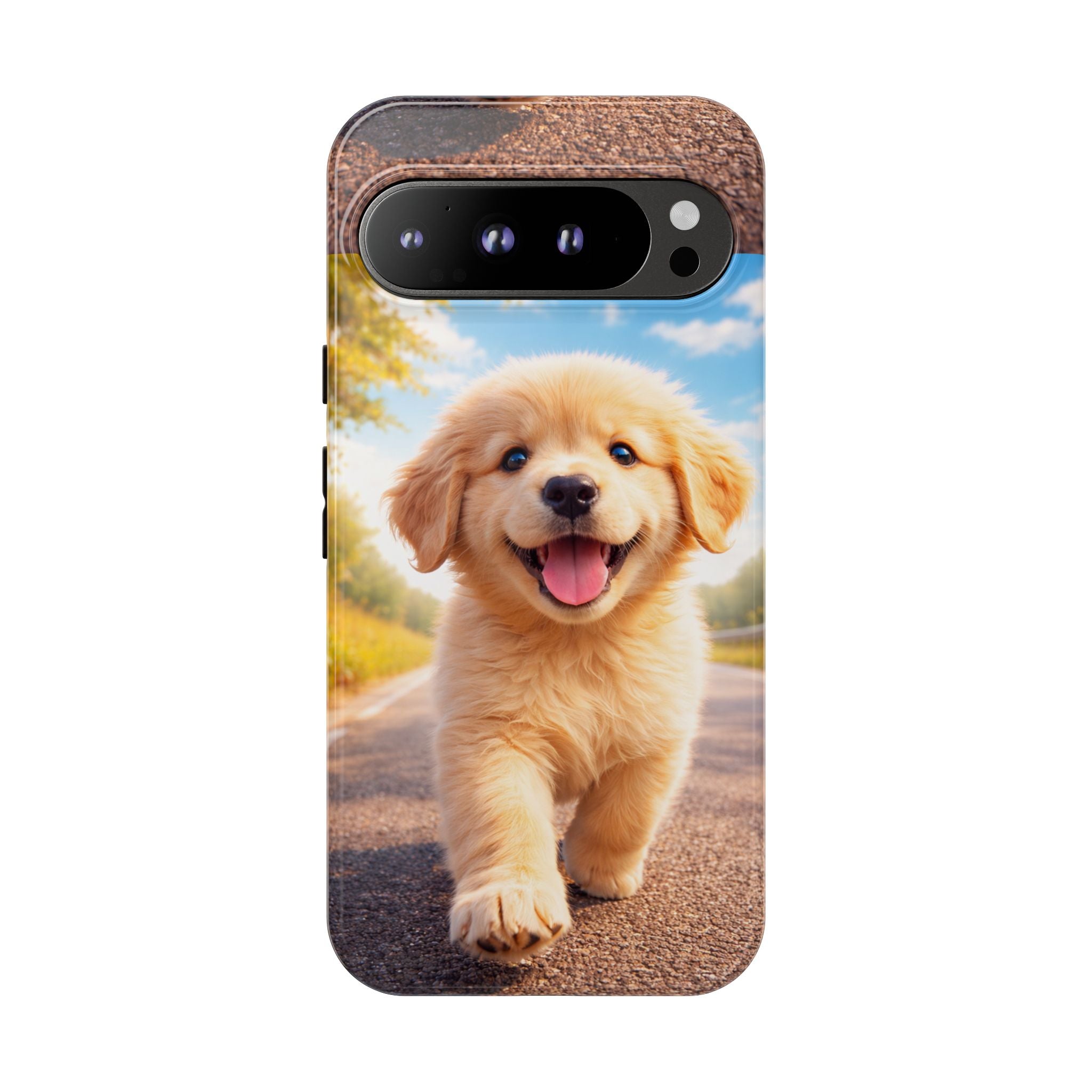 Golden Puppy Sunlit Phone Case — Full‑Wrap UV‑Protected Tough Case