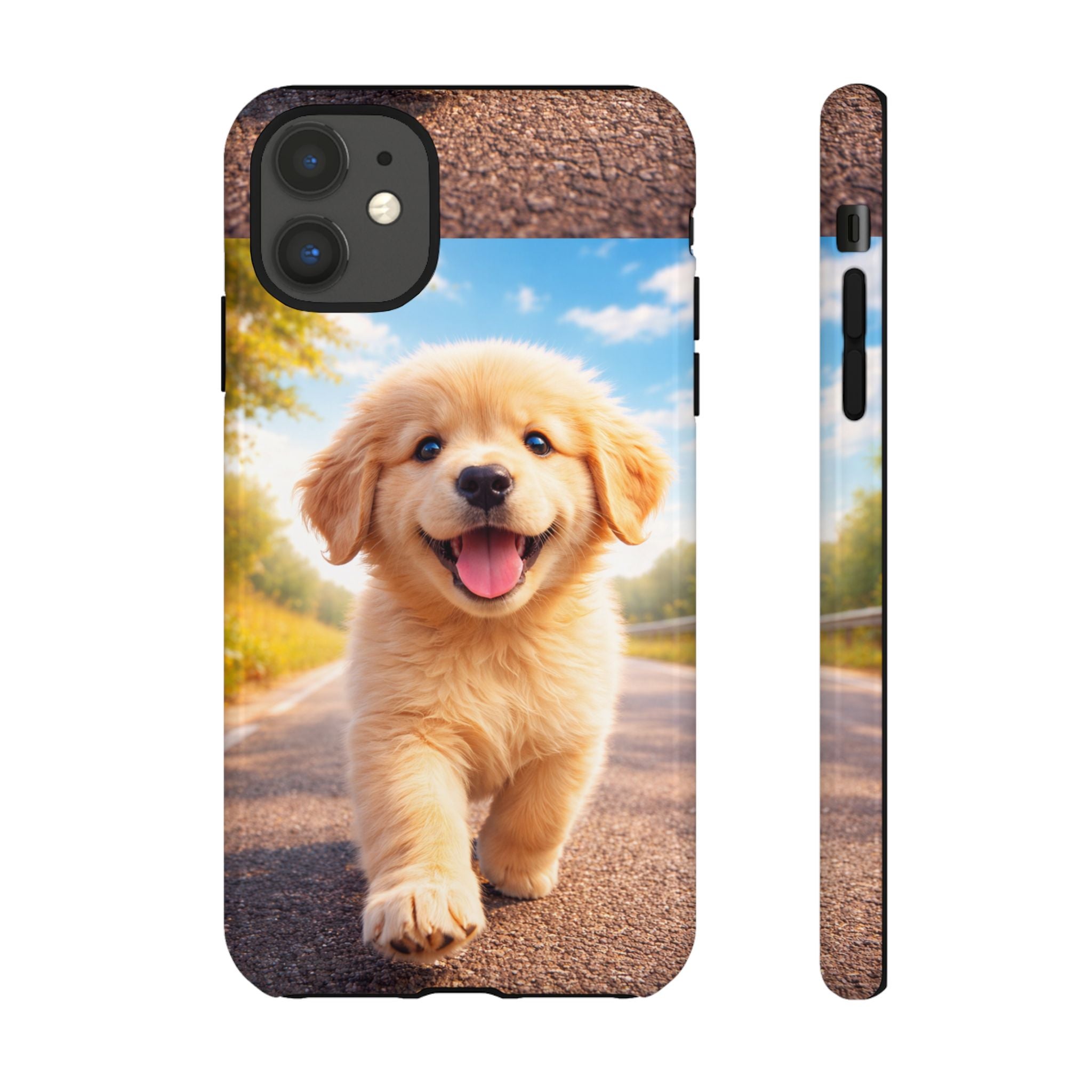 Golden Puppy Sunlit Phone Case — Full‑Wrap UV‑Protected Tough Case