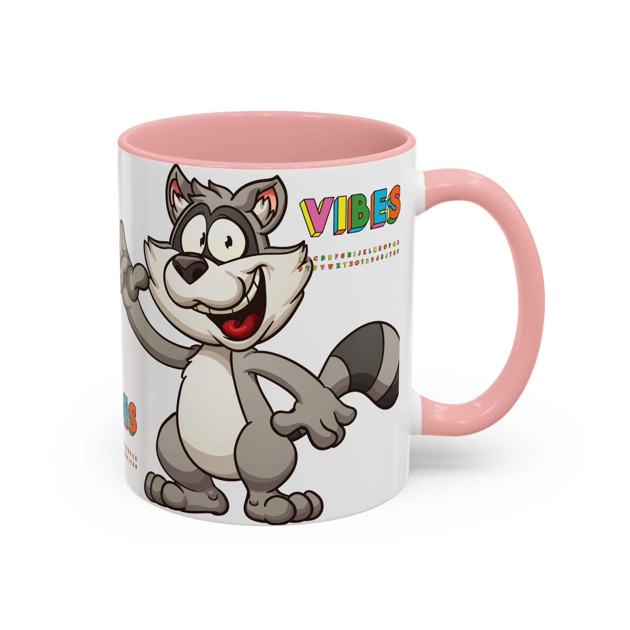 Raccoon VIBES Mug 11oz 15oz | Color Interior Handle Ceramic Coffee Cup