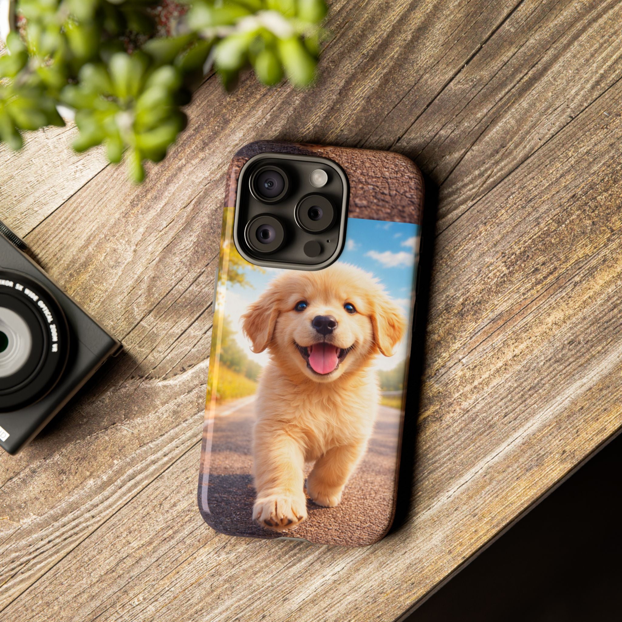 Golden Puppy Sunlit Phone Case — Full‑Wrap UV‑Protected Tough Case