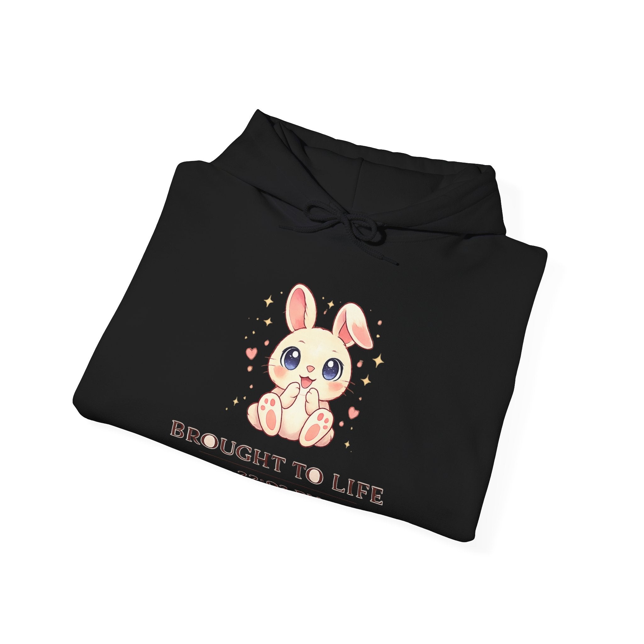 Cute Bunny Illustration Brought To Life Hoodie | Personalized Date & Time