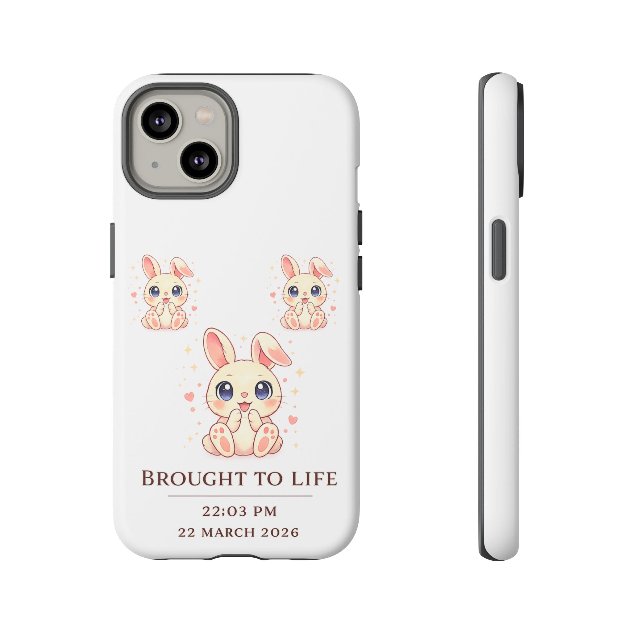 Cute Bunny Nursery Birth Announcement Phone Case | Personalized Name, Date & Time