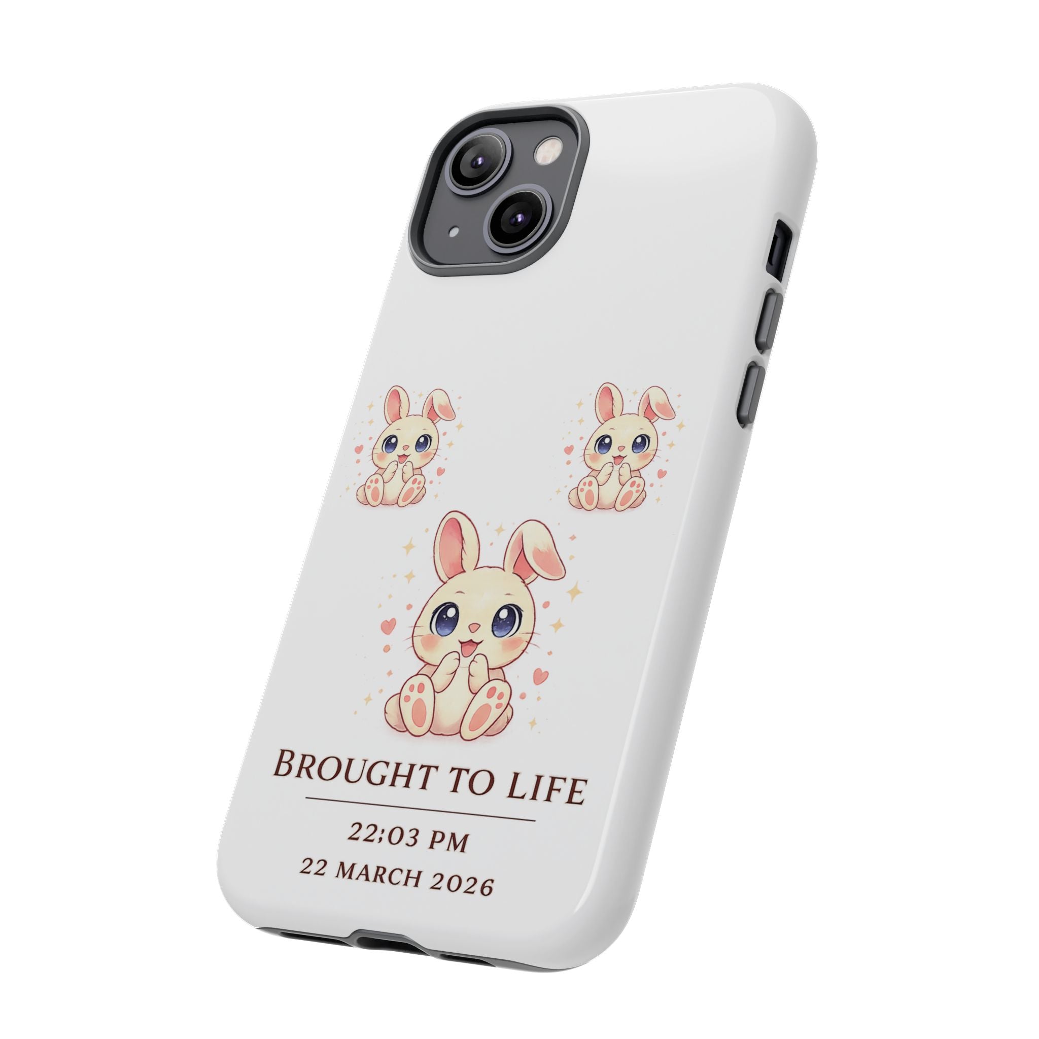 Cute Bunny Nursery Birth Announcement Phone Case | Personalized Name, Date & Time