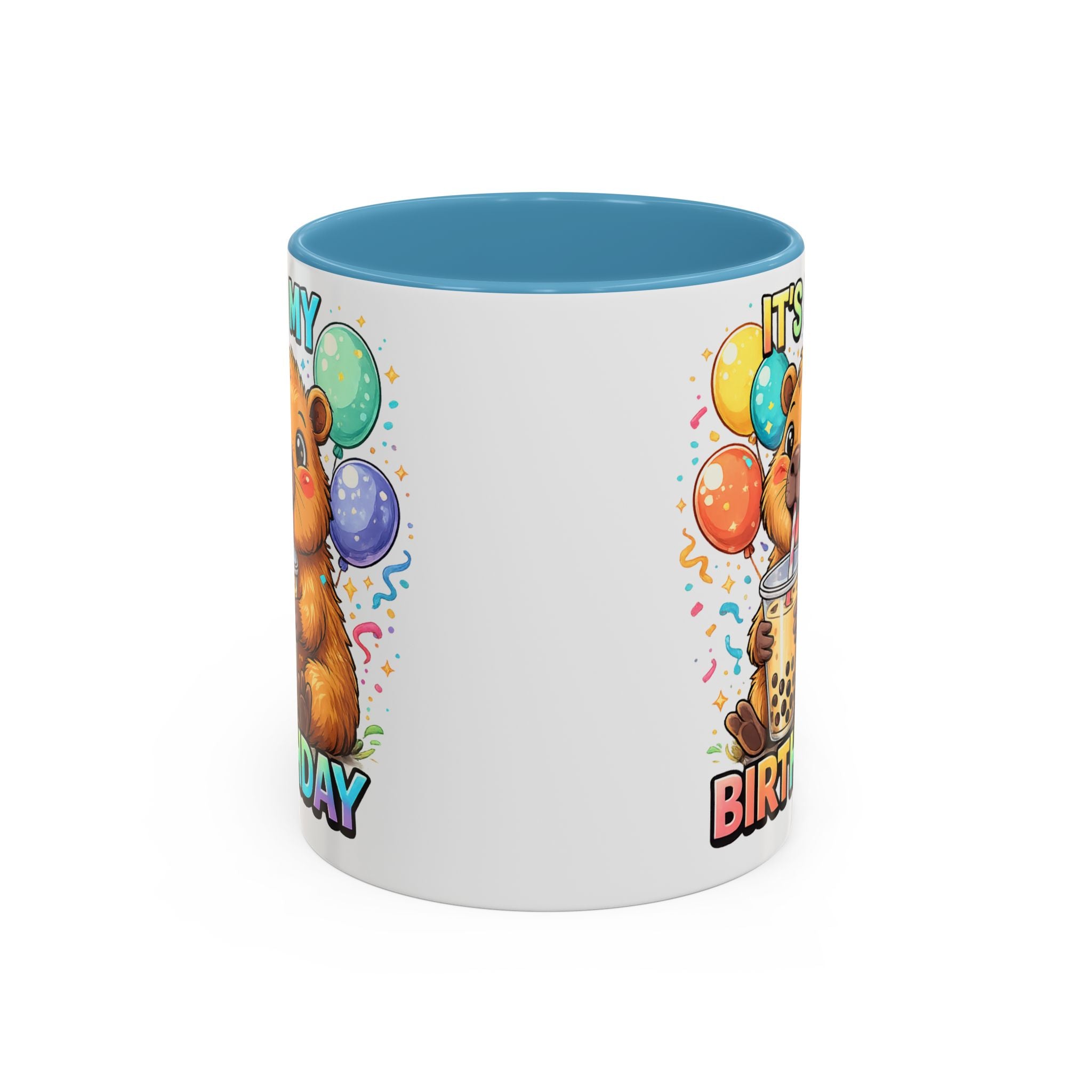 Cute Bear Drinking Bubble Tea It's My Birthday Mug | Accent Coffee Mug