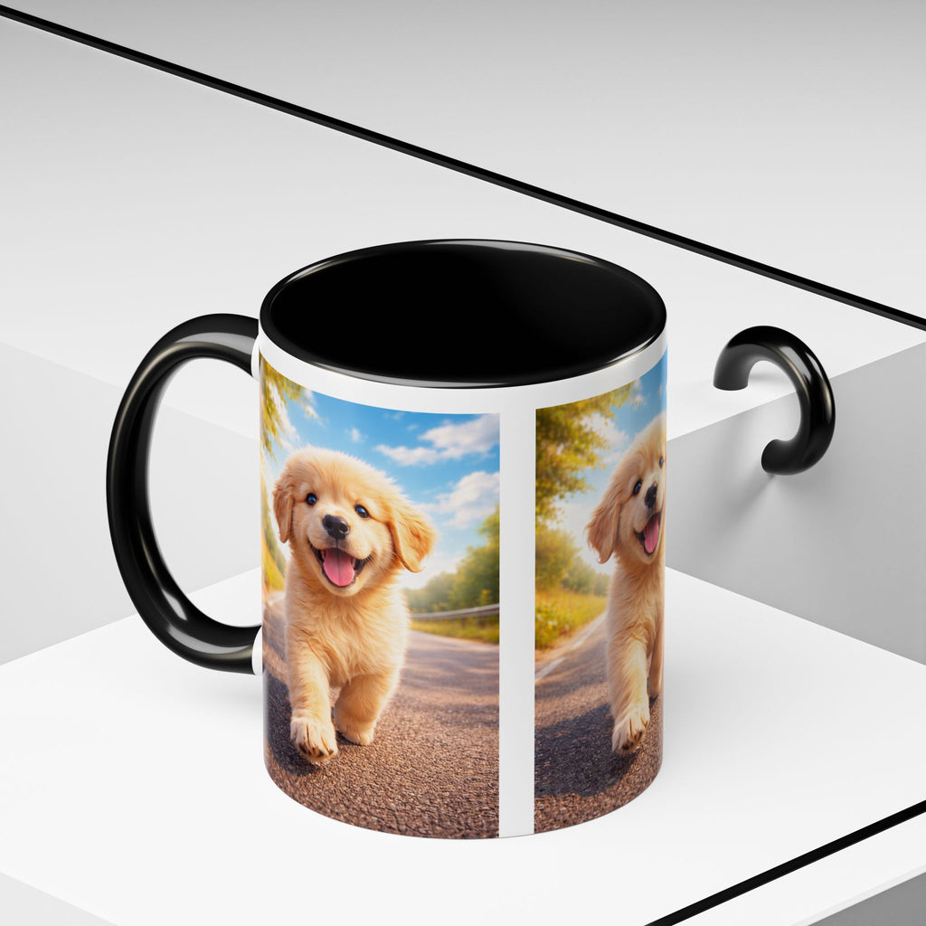 Golden Retriever Puppy Accent Coffee Mug — Cute Dog Photo Ceramic Mug (11/15oz)