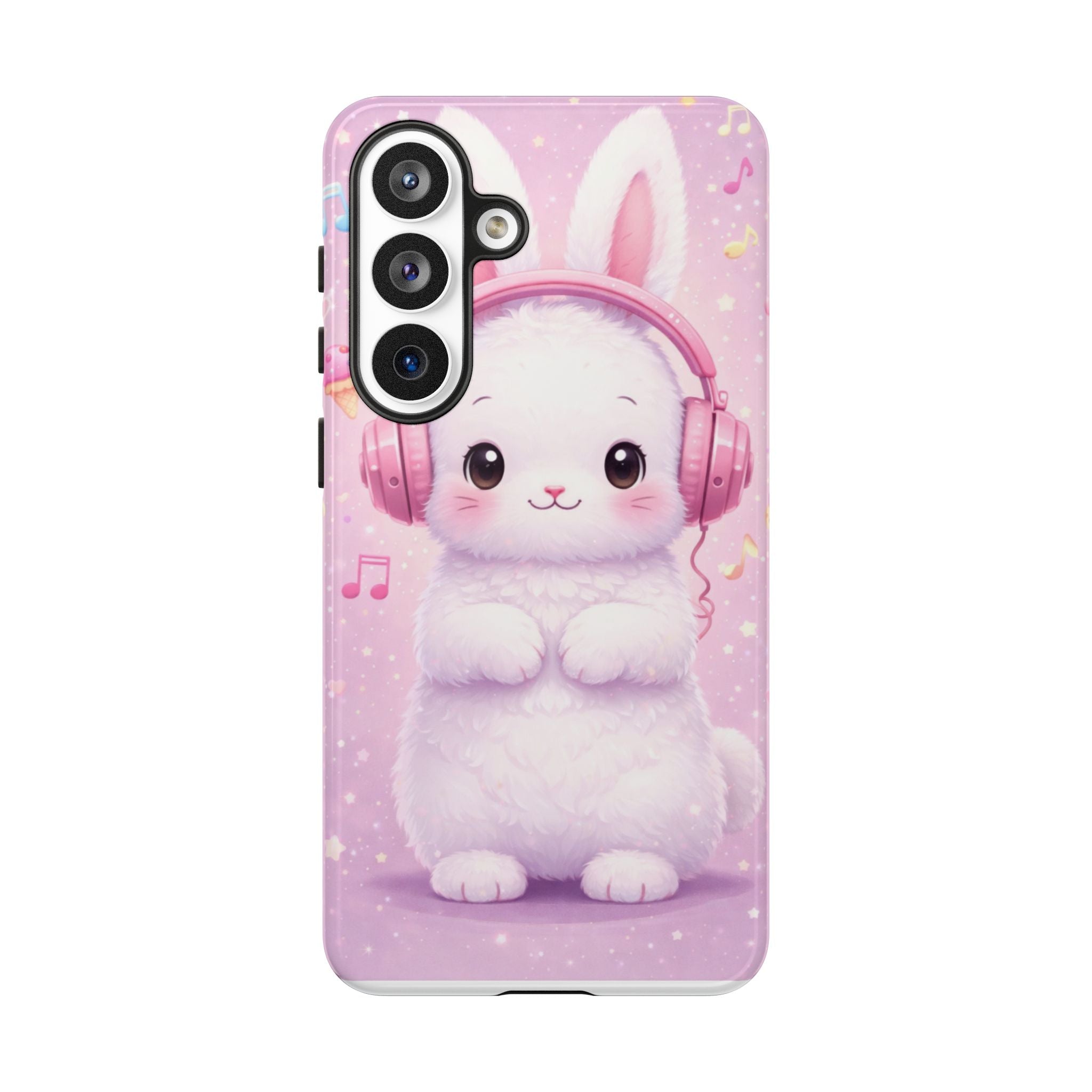Pastel Bunny with Pink Headphones Phone Case | Dual-Layer Protective Case