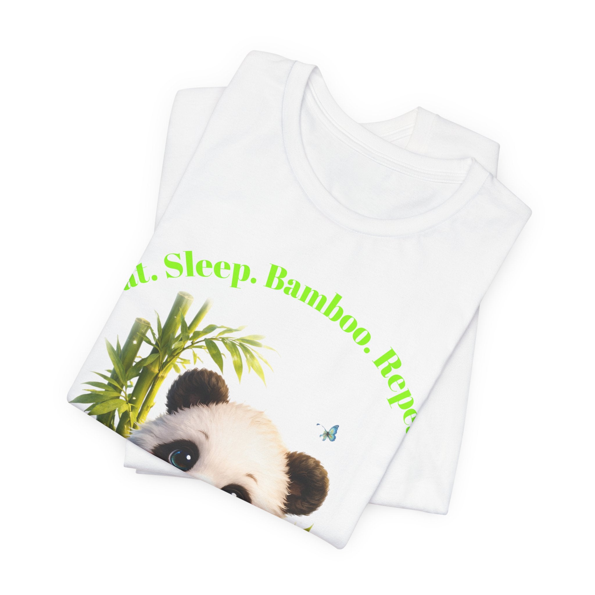Cute Baby Panda Eating Bamboo tee | Panda Graphic T-Shirt, Animal Nature Tee