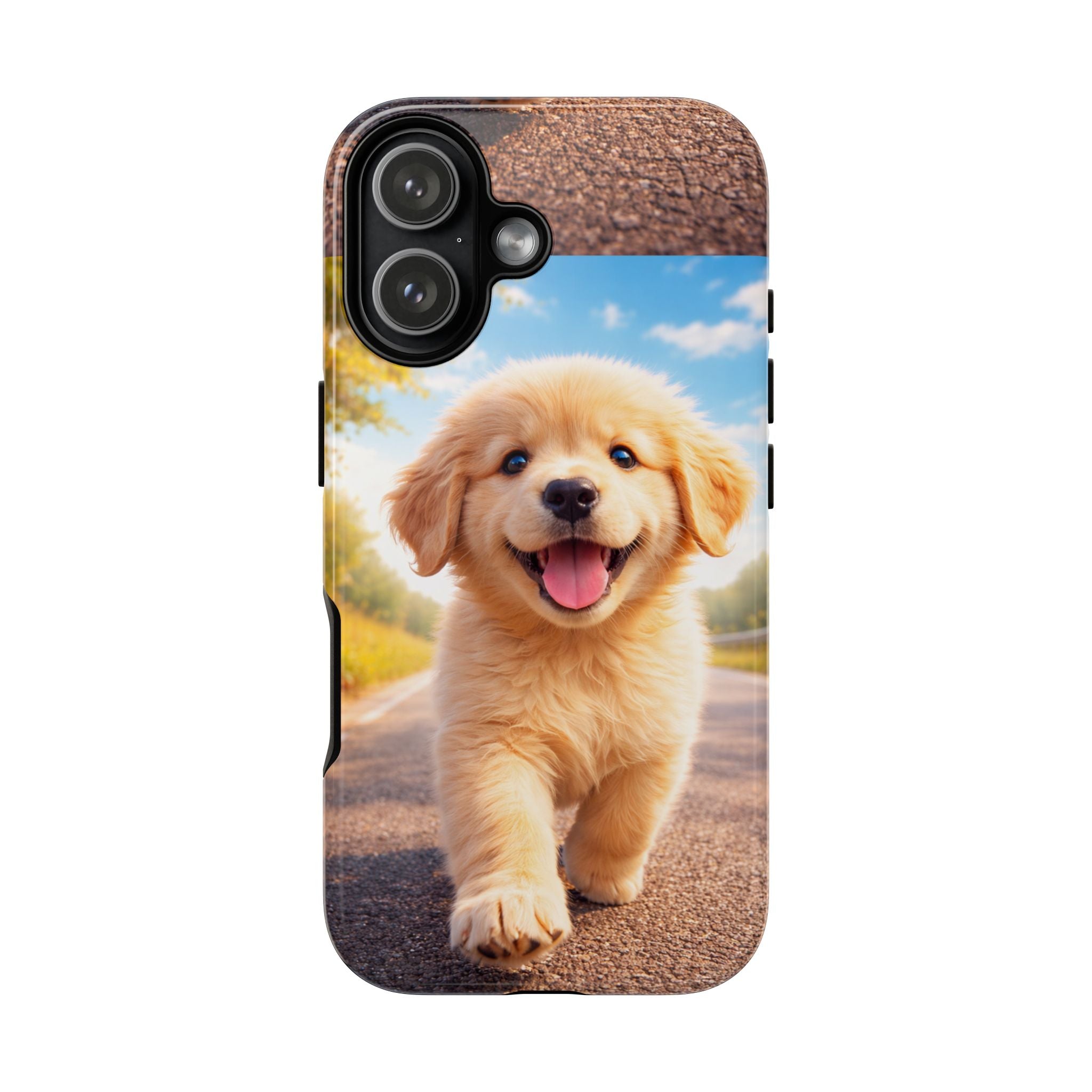 Golden Puppy Sunlit Phone Case — Full‑Wrap UV‑Protected Tough Case