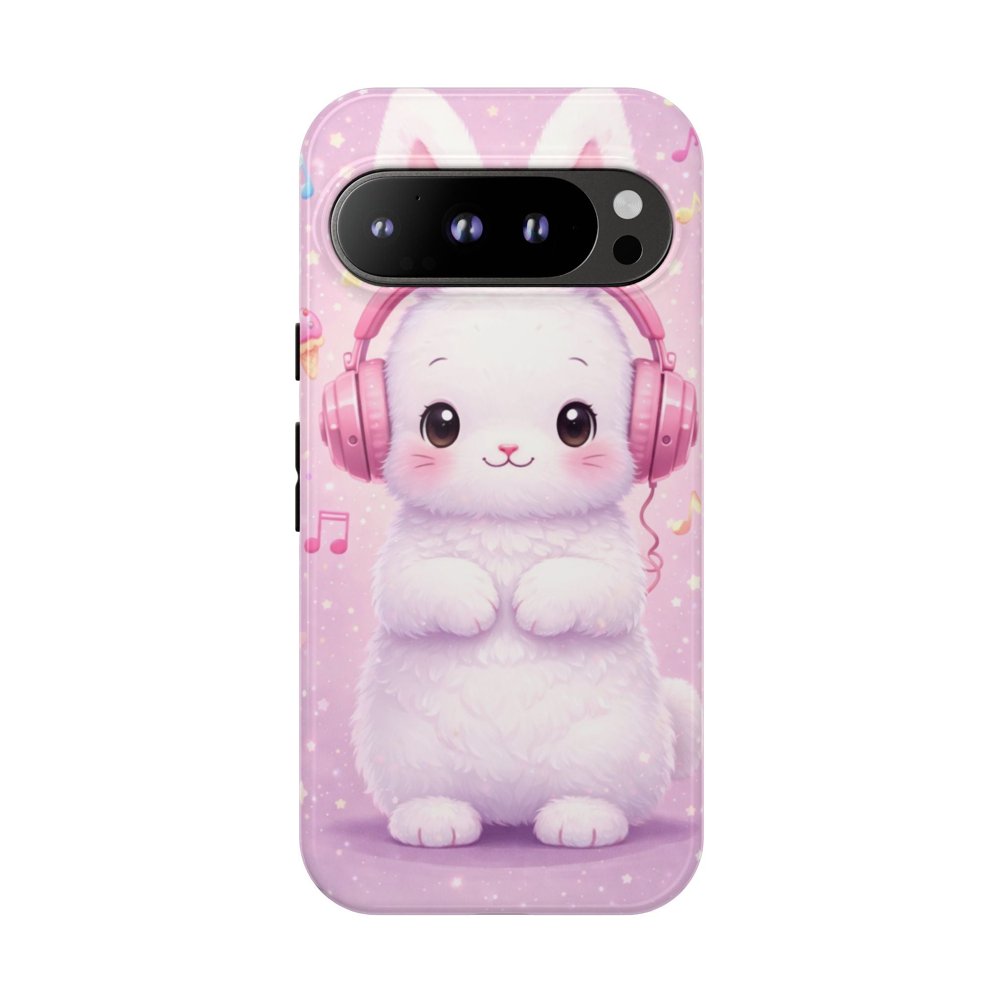 Pastel Bunny with Pink Headphones Phone Case | Dual-Layer Protective Case