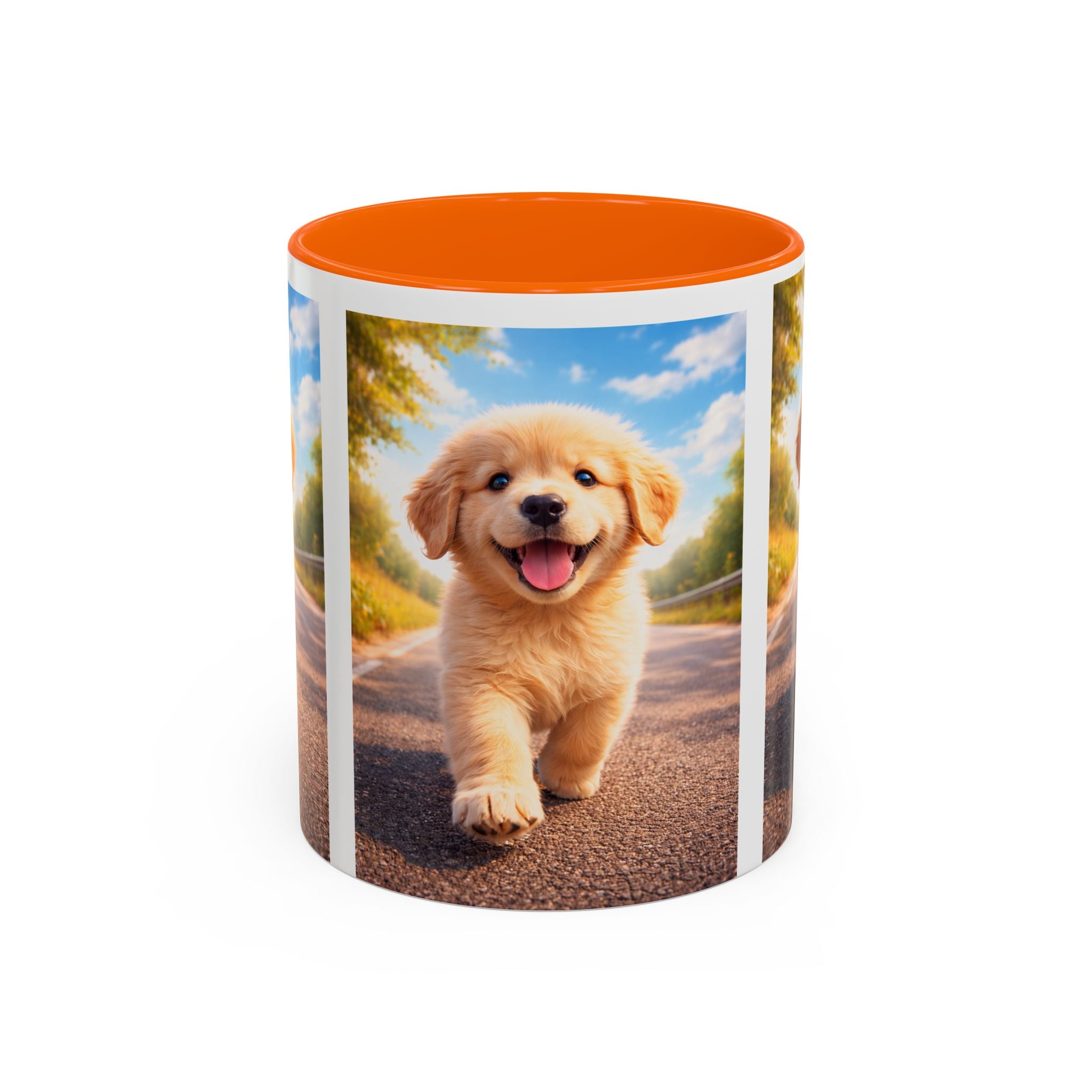 Golden Retriever Puppy Accent Coffee Mug — Cute Dog Photo Ceramic Mug (11/15oz)