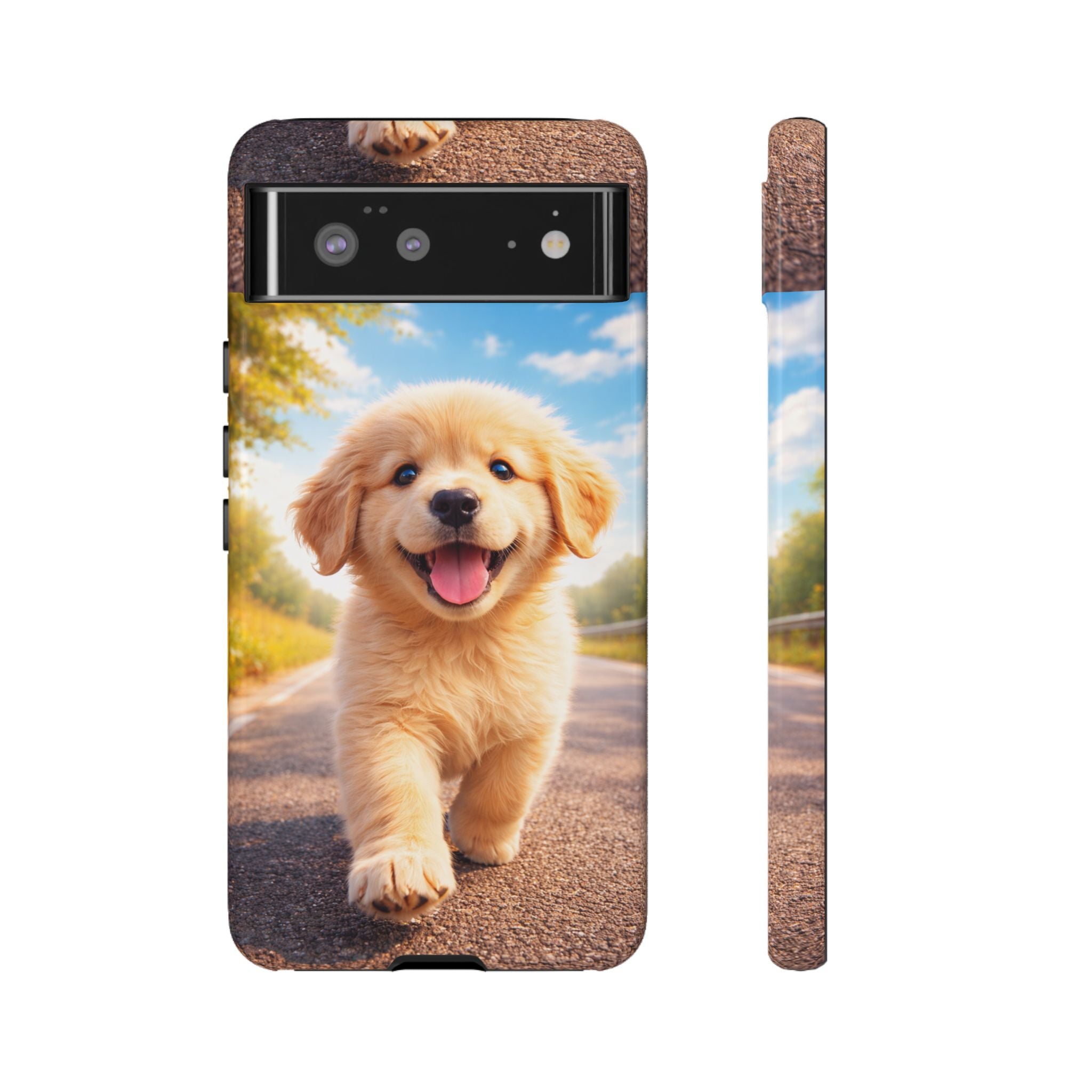 Golden Puppy Sunlit Phone Case — Full‑Wrap UV‑Protected Tough Case