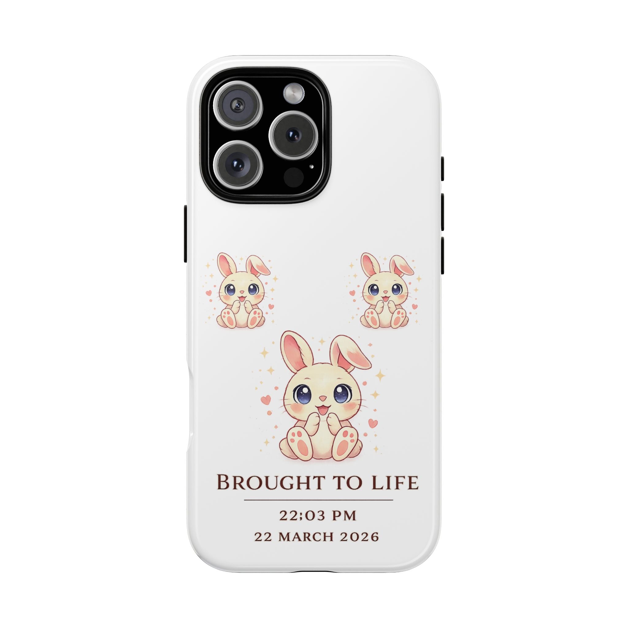 Cute Bunny Nursery Birth Announcement Phone Case | Personalized Name, Date & Time