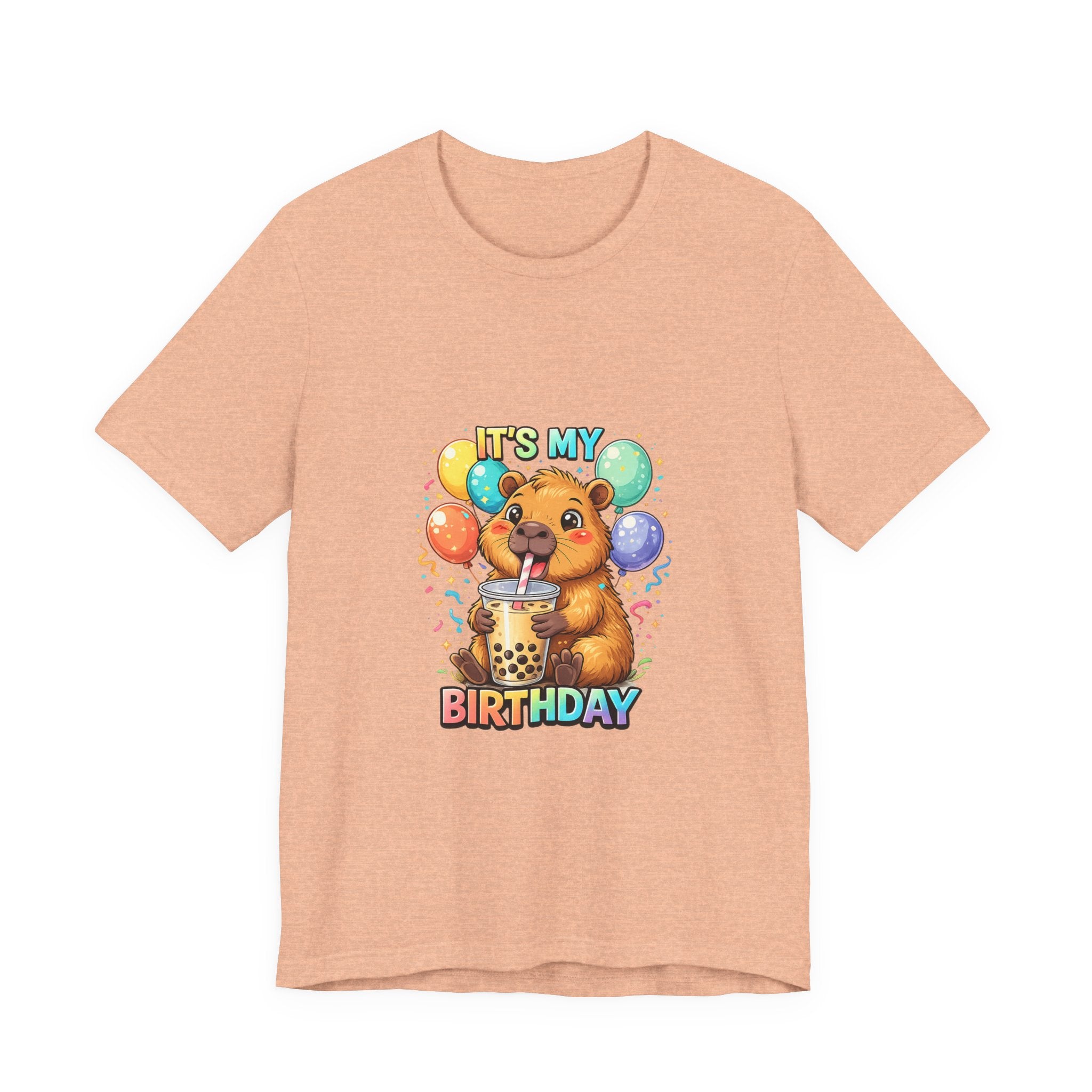 It's My Birthday Bear Boba Tee | Birthday Bear with Balloons T-Shirt