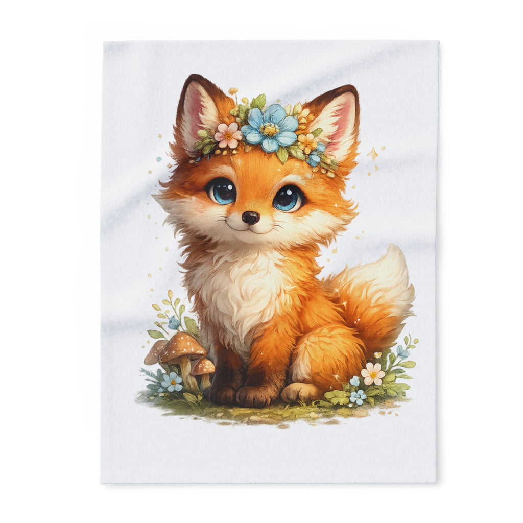 Whimsical Baby Fox Arctic Fleece Blanket — Cozy Woodland Throw for Nursery & Home
