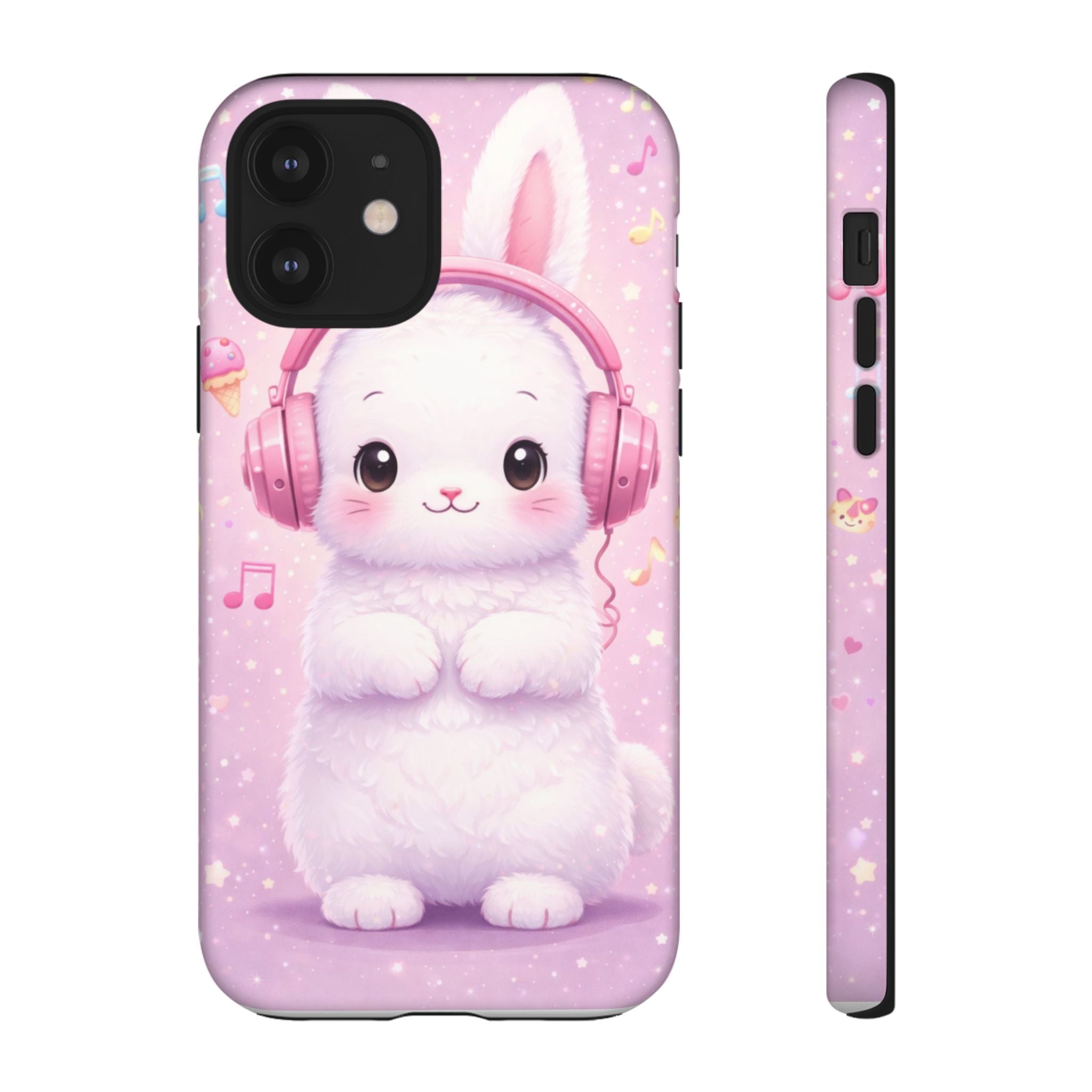 Pastel Bunny with Pink Headphones Phone Case | Dual-Layer Protective Case
