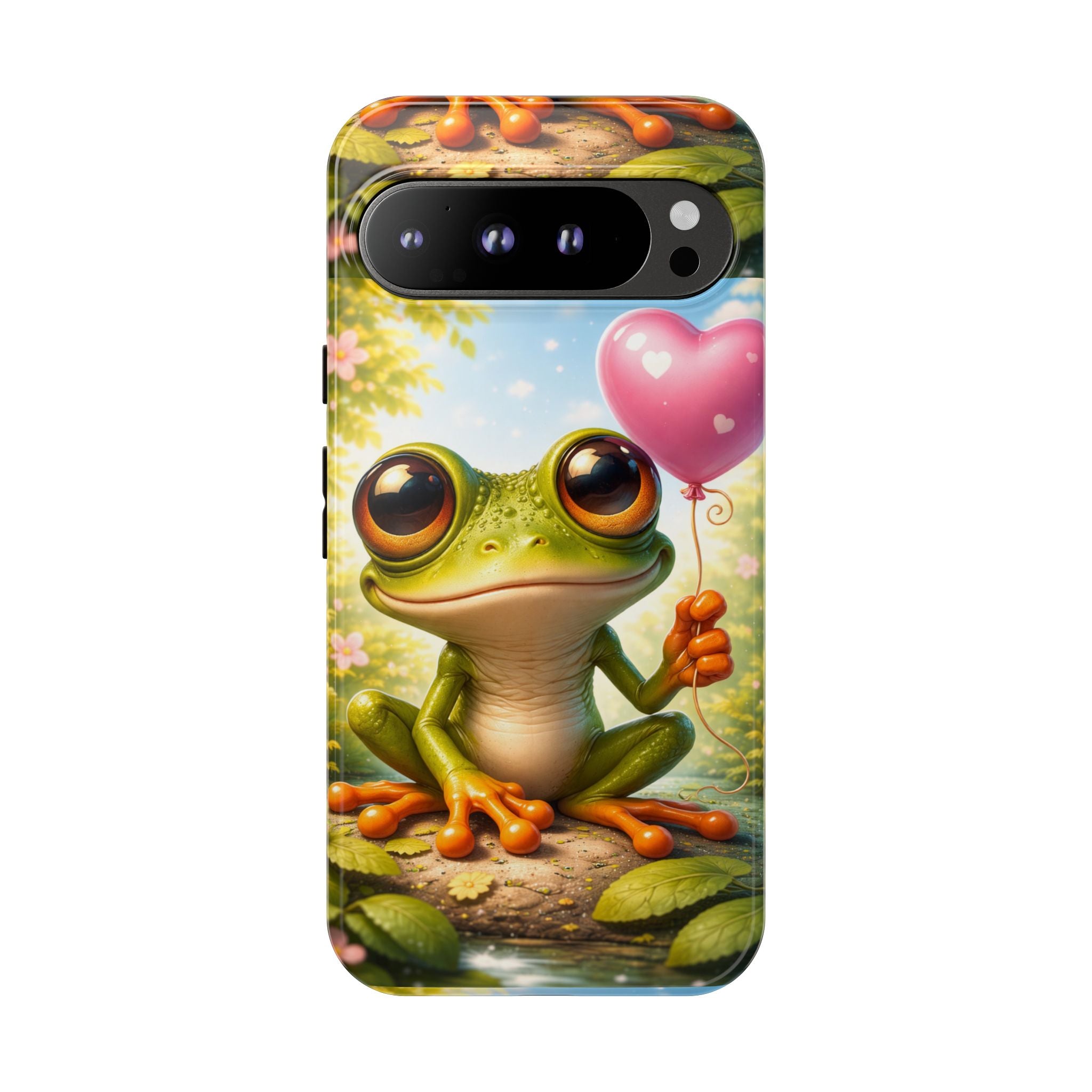 Frog Heart Balloon Phone Case — Glossy or Matte 3D Wrap Protective Case