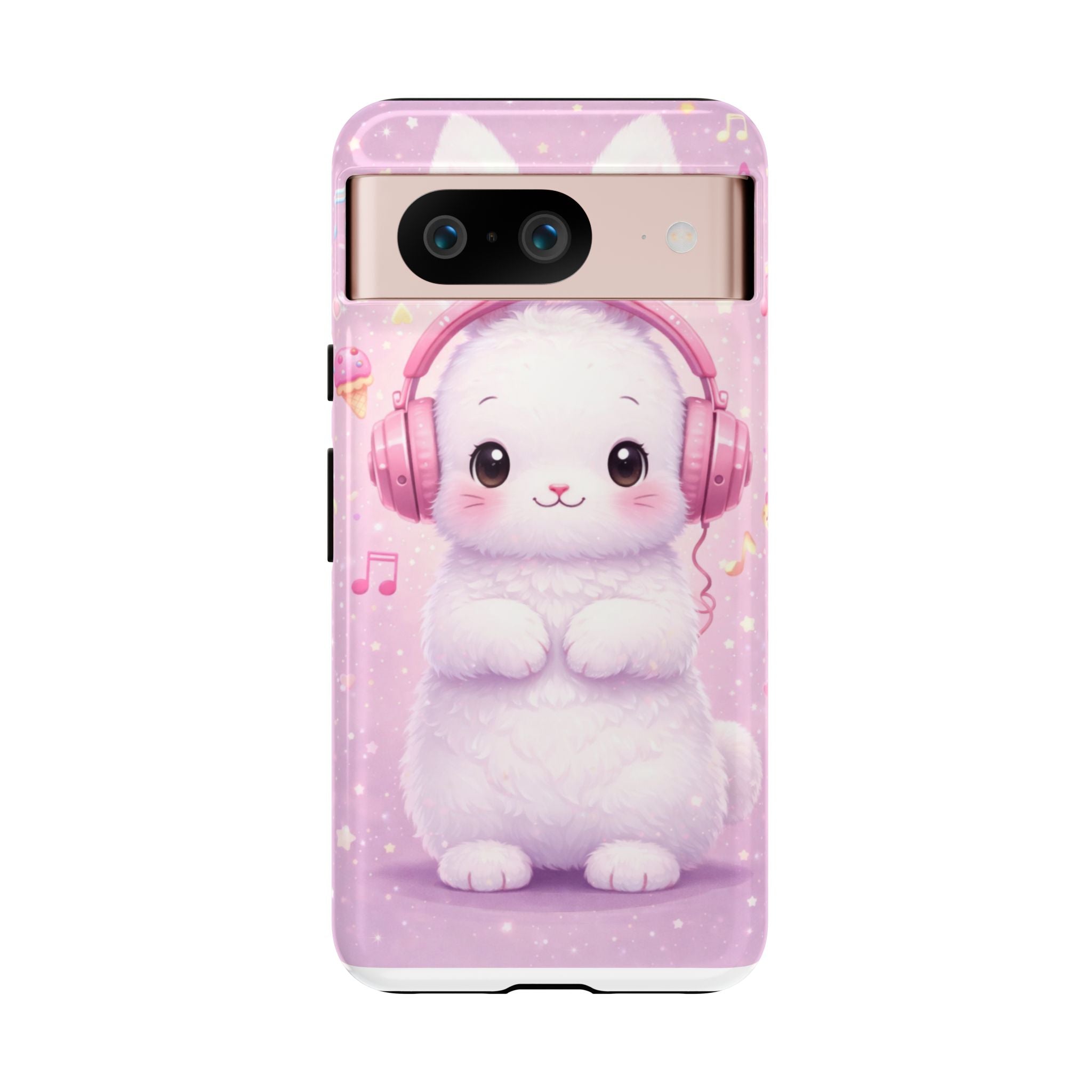 Pastel Bunny with Pink Headphones Phone Case | Dual-Layer Protective Case