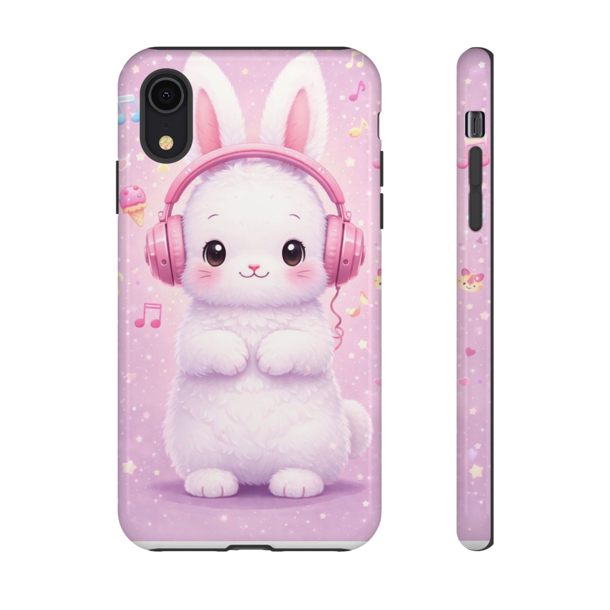Pastel Bunny with Pink Headphones Phone Case | Dual-Layer Protective Case