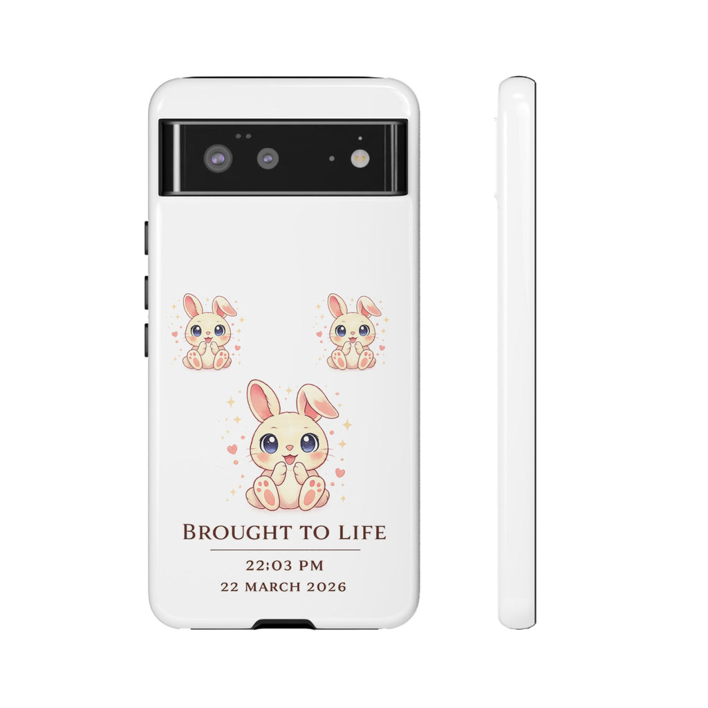 Cute Bunny Nursery Birth Announcement Phone Case | Personalized Name, Date & Time