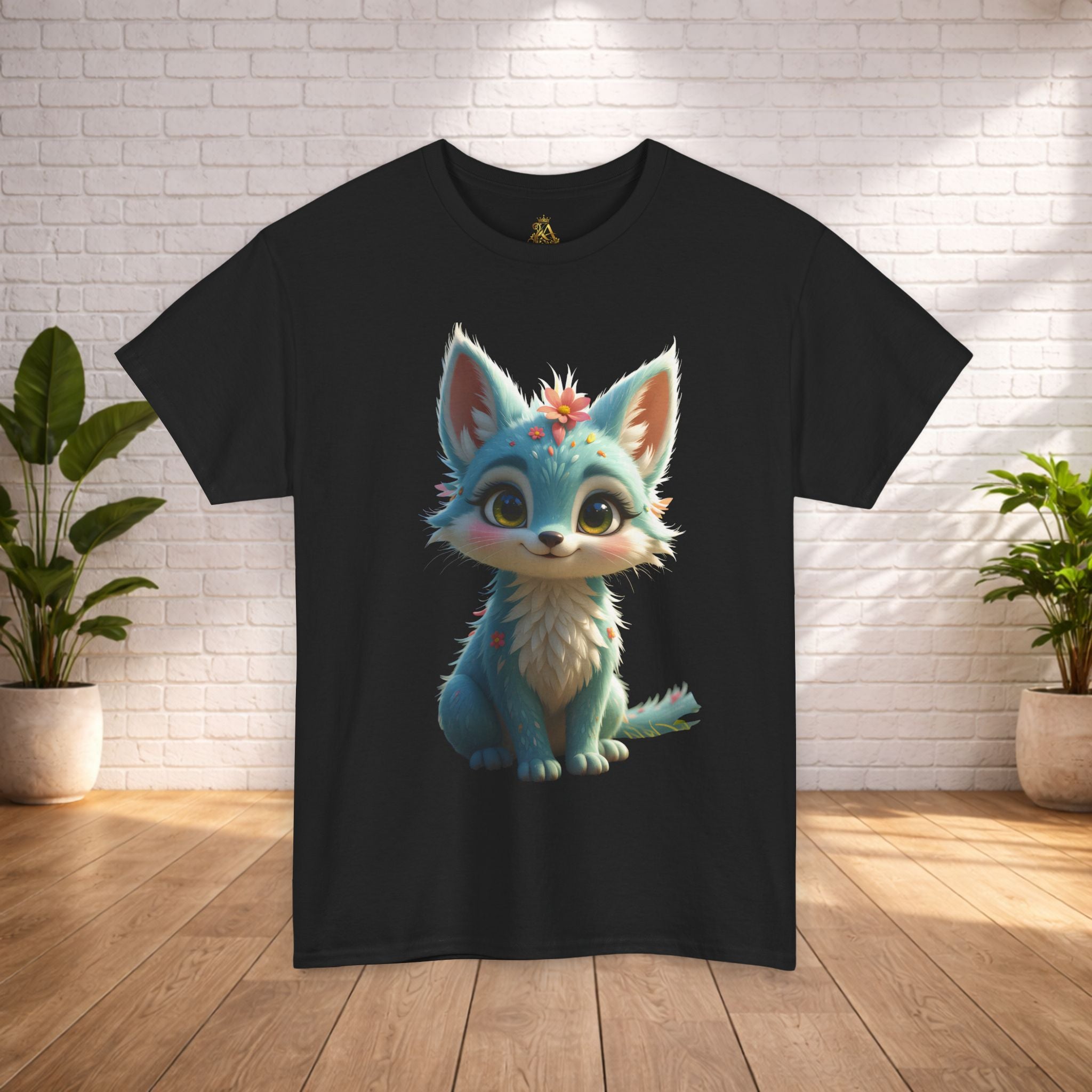 Cute Blue Fox Illustration T-Shirt | Cartoon Fox Tee