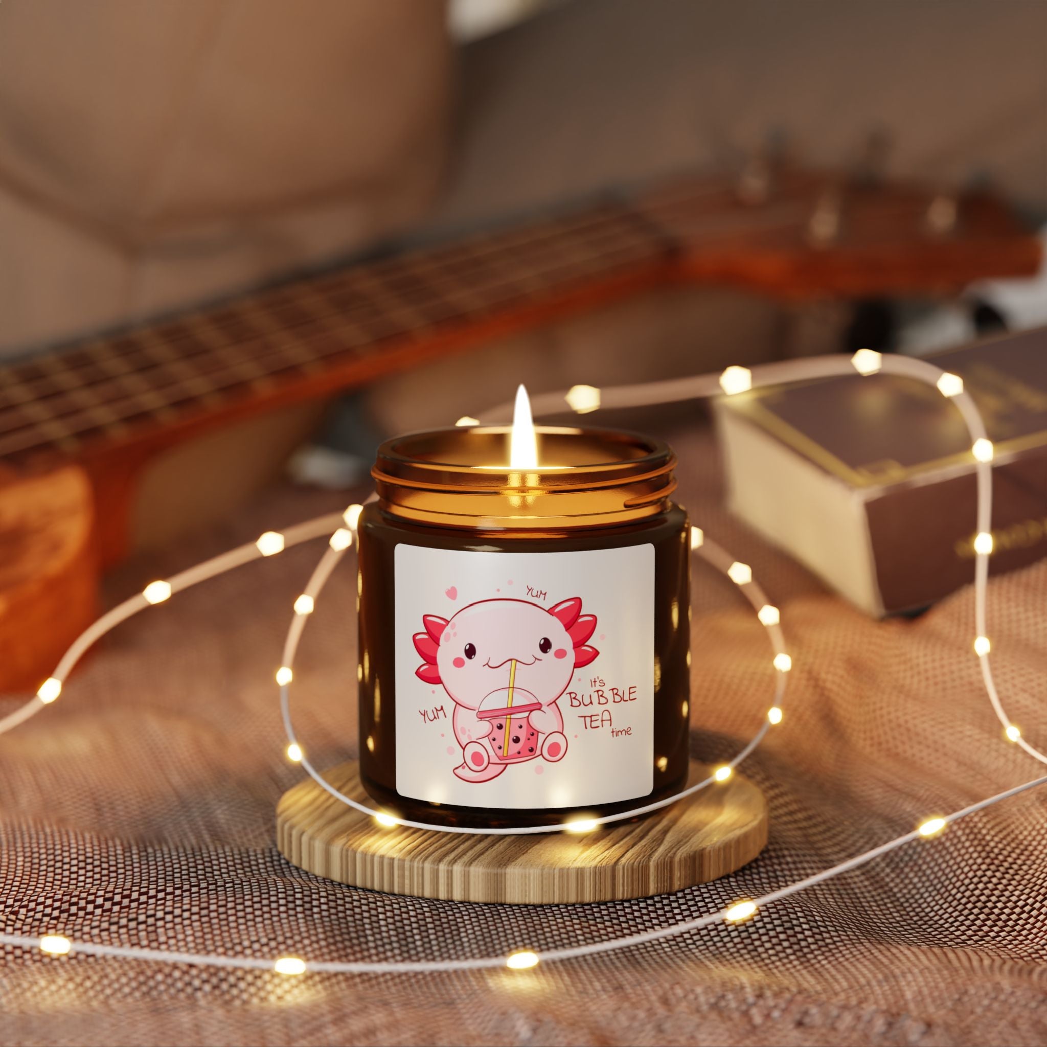 Axolotl Drinking Bubble Tea Candle