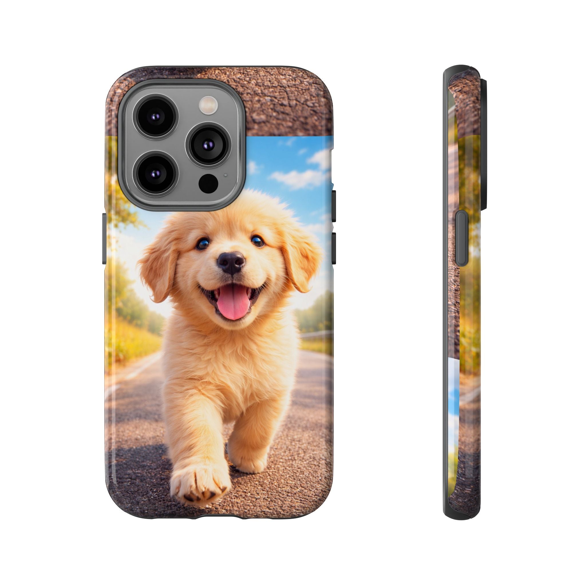 Golden Puppy Sunlit Phone Case — Full‑Wrap UV‑Protected Tough Case