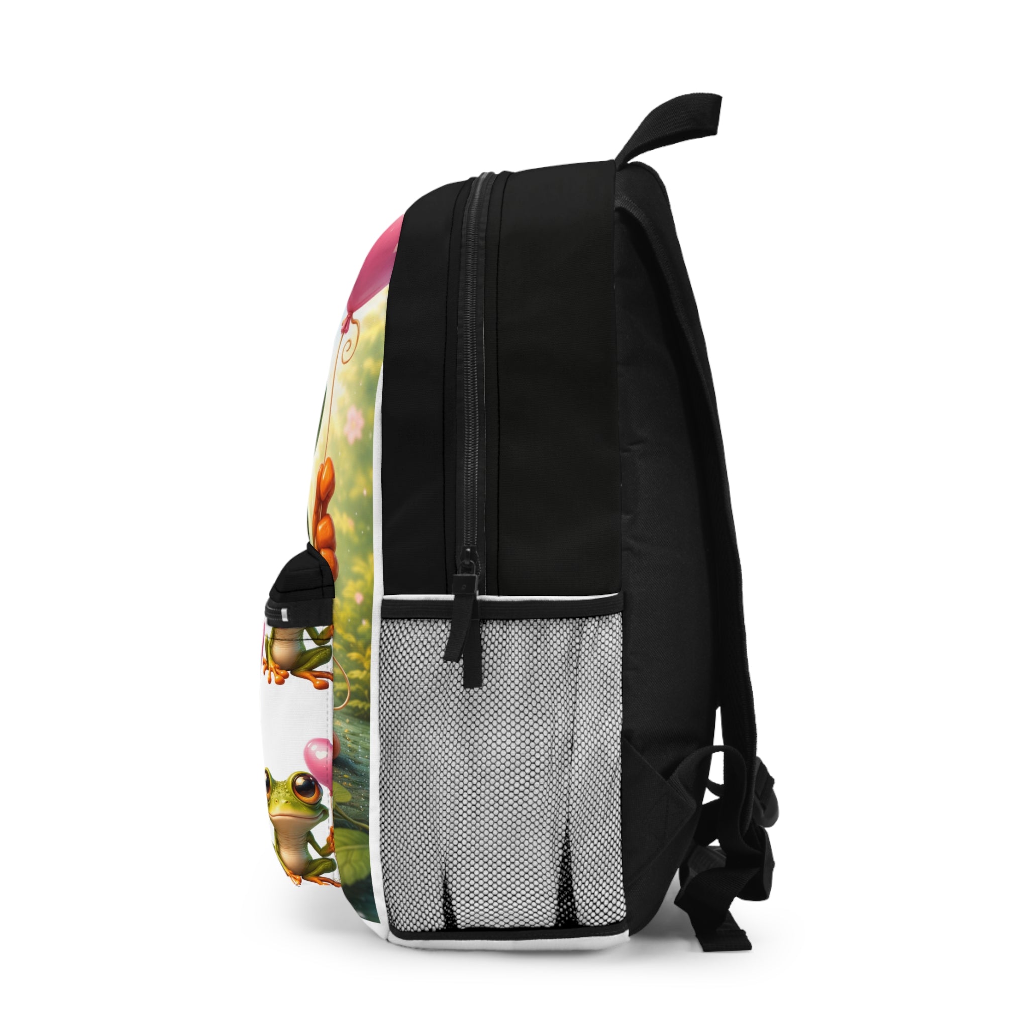 Whimsical Frog Heart-Balloon Backpack — Lightweight Daypack with Padded Laptop Sleeve