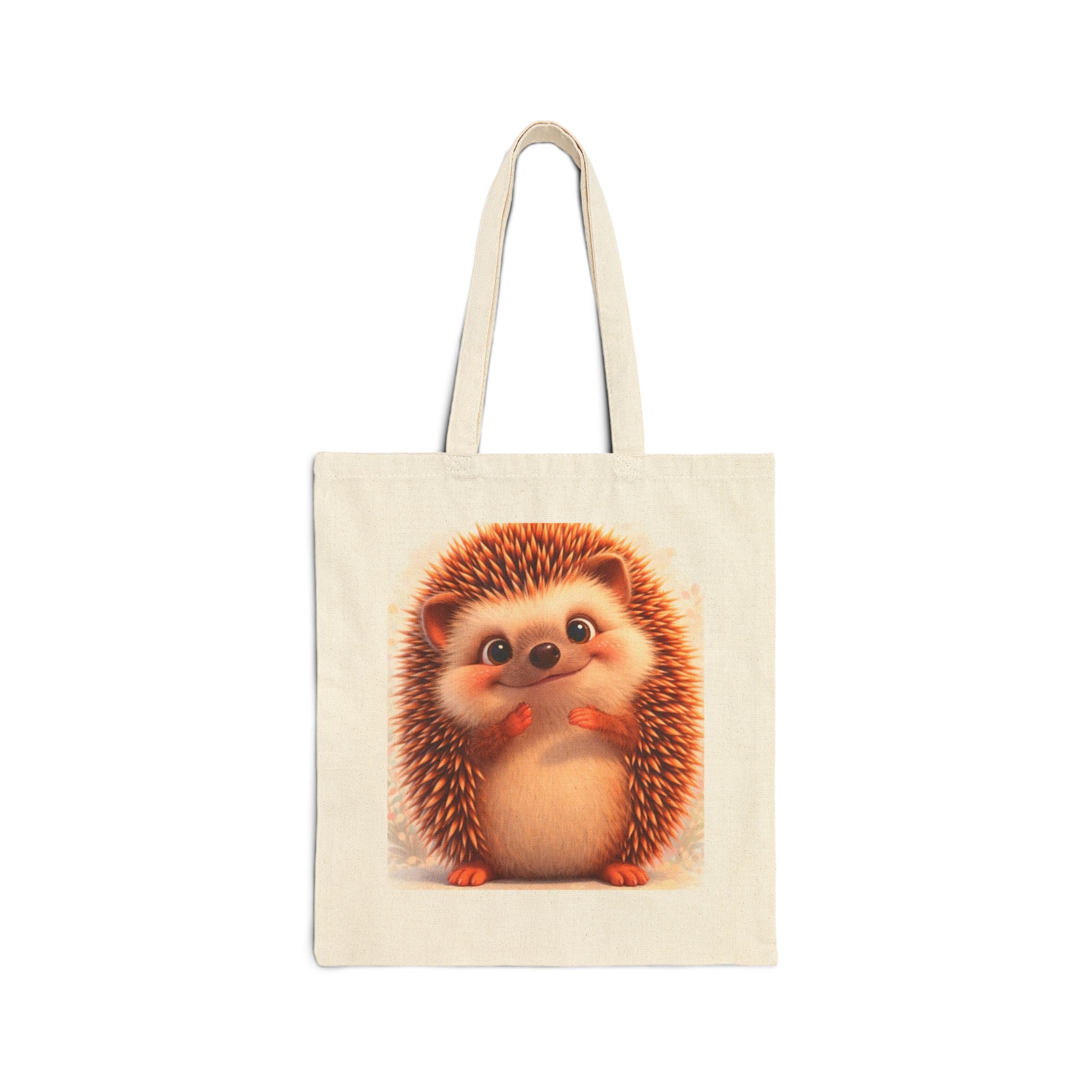 Cotton Canvas Tote — Cute Hedgehog Print Grocery & Book Bag