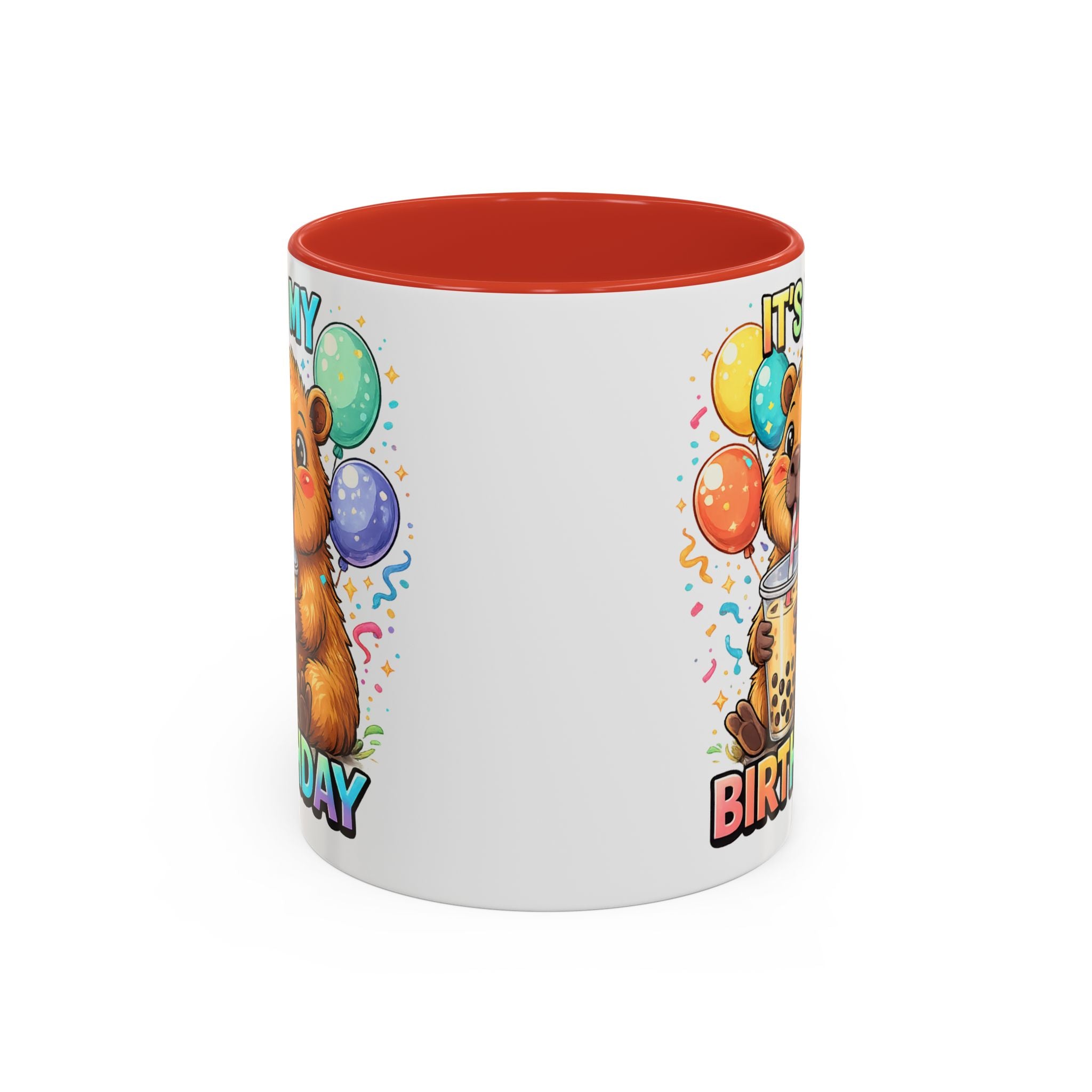 Cute Bear Drinking Bubble Tea It's My Birthday Mug | Accent Coffee Mug