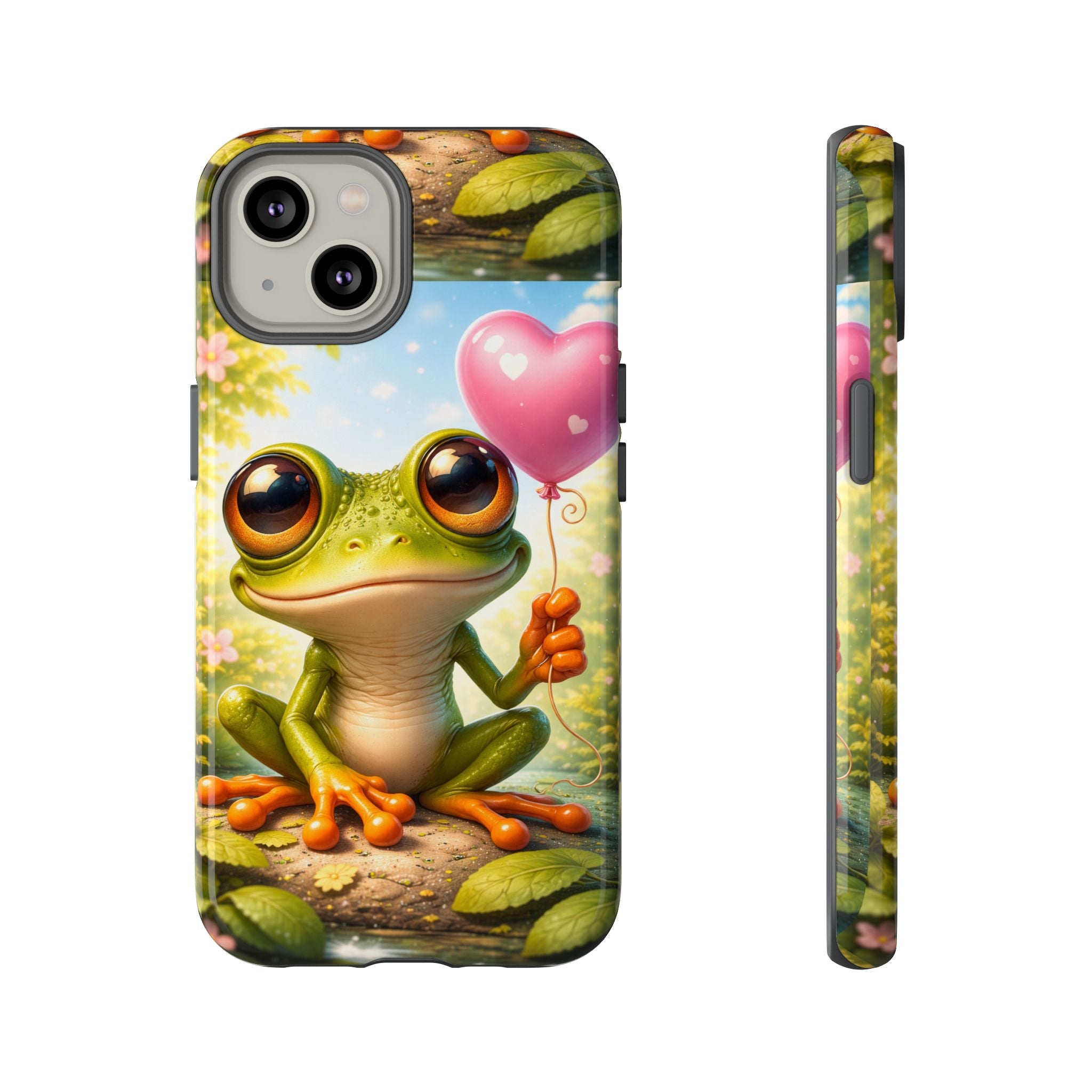 Frog Heart Balloon Phone Case — Glossy or Matte 3D Wrap Protective Case