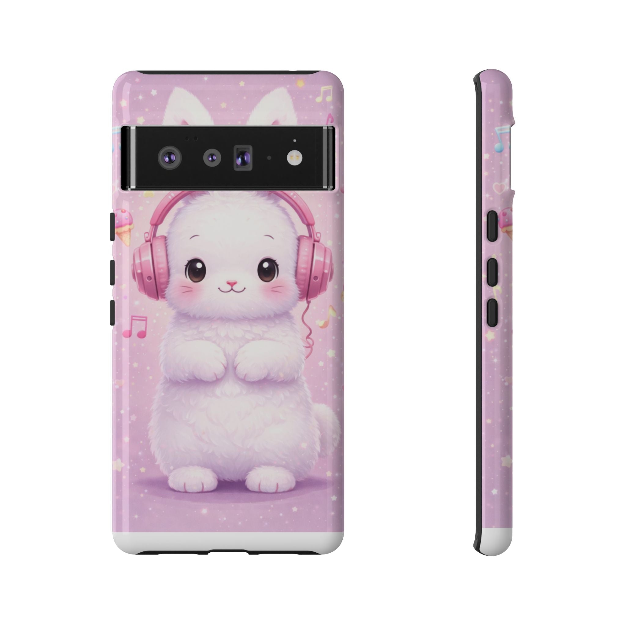 Pastel Bunny with Pink Headphones Phone Case | Dual-Layer Protective Case