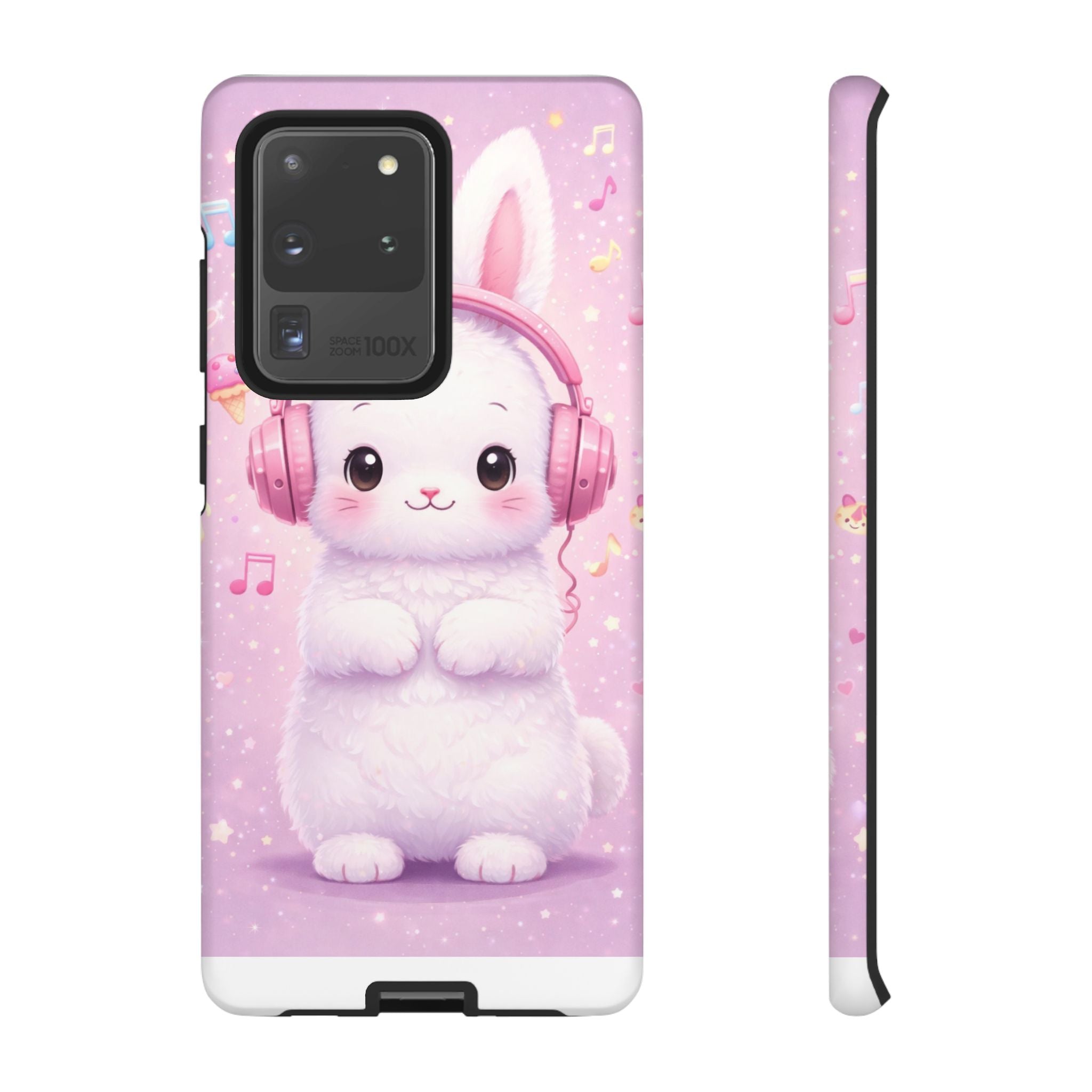 Pastel Bunny with Pink Headphones Phone Case | Dual-Layer Protective Case