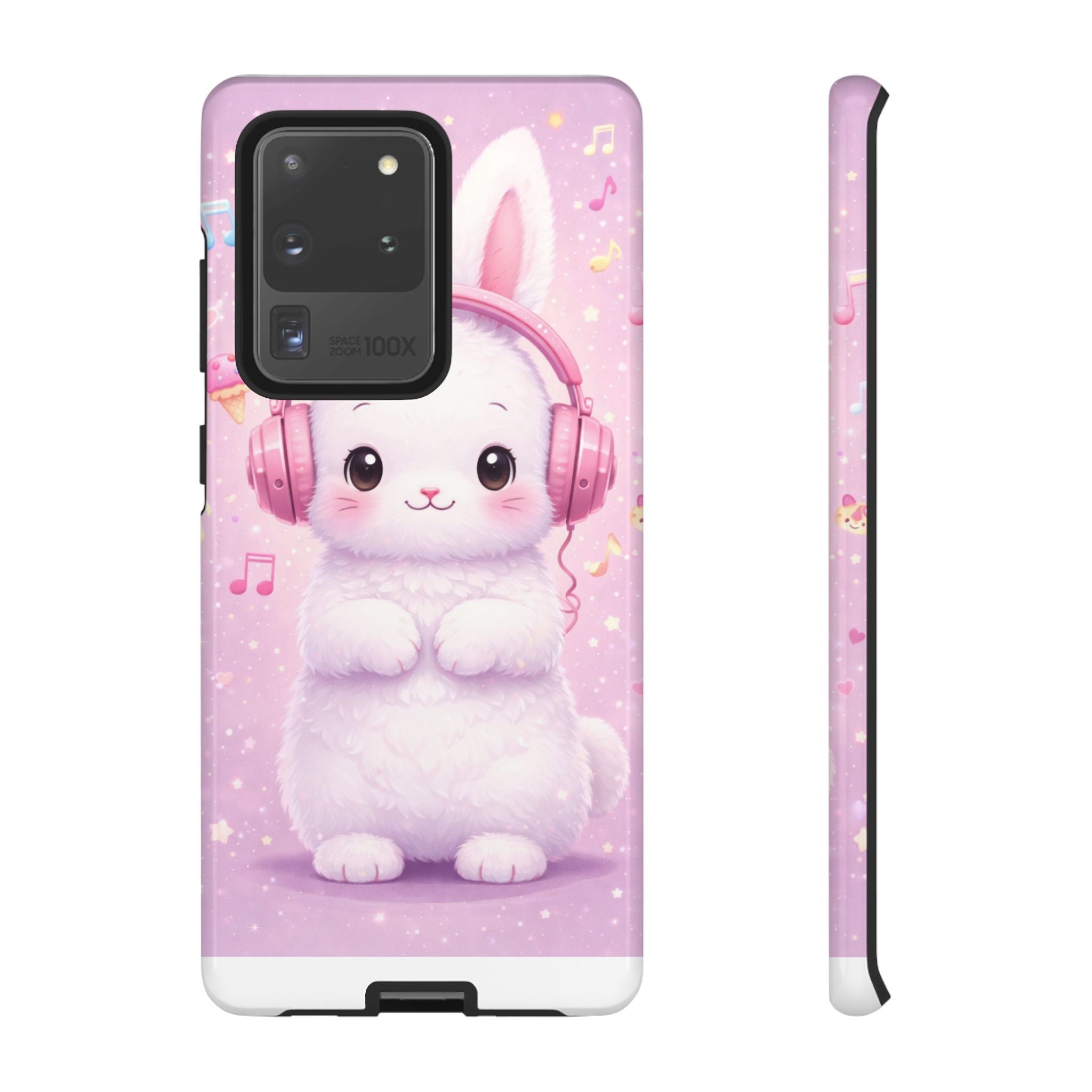 Pastel Bunny with Pink Headphones Phone Case | Dual-Layer Protective Case