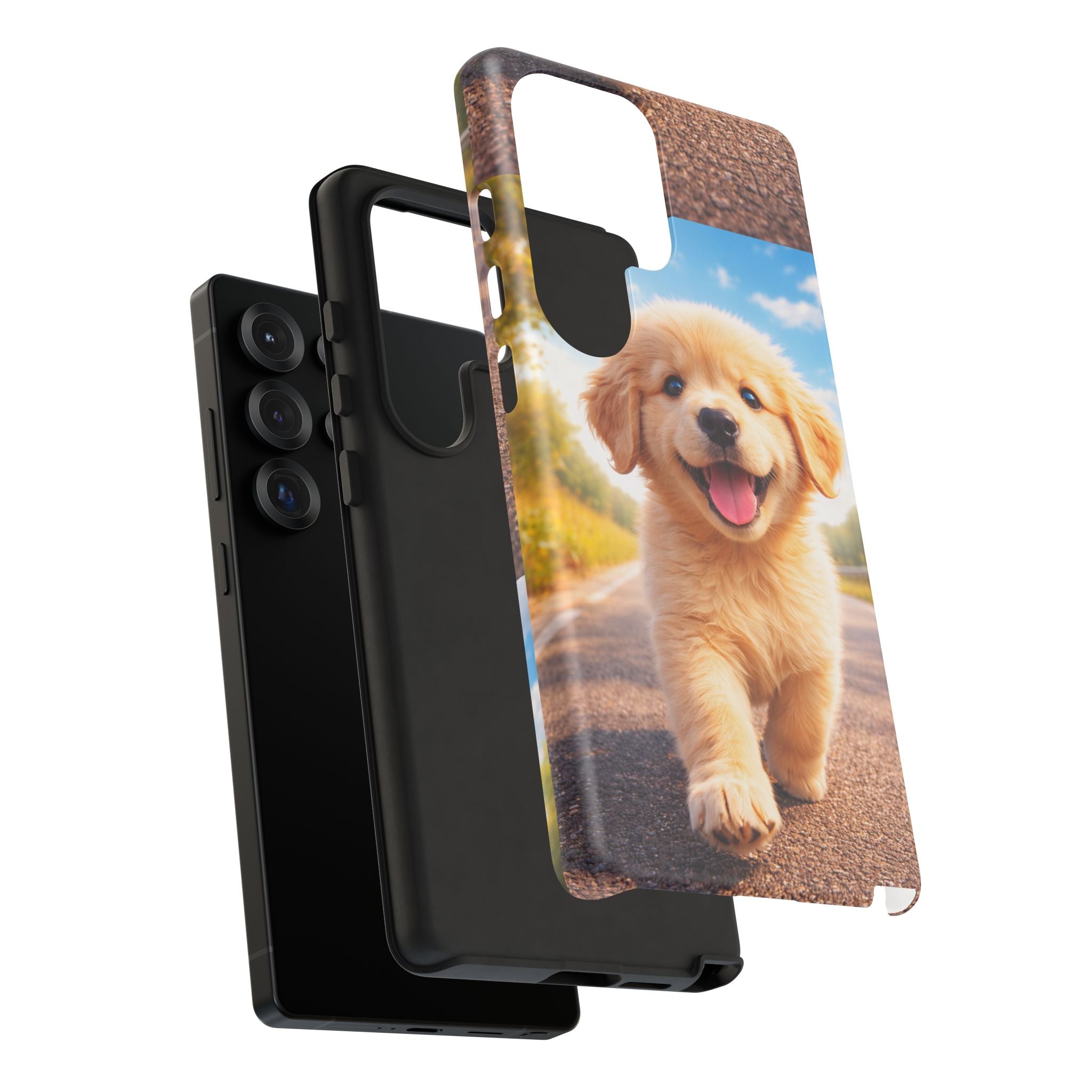 Golden Puppy Sunlit Phone Case — Full‑Wrap UV‑Protected Tough Case