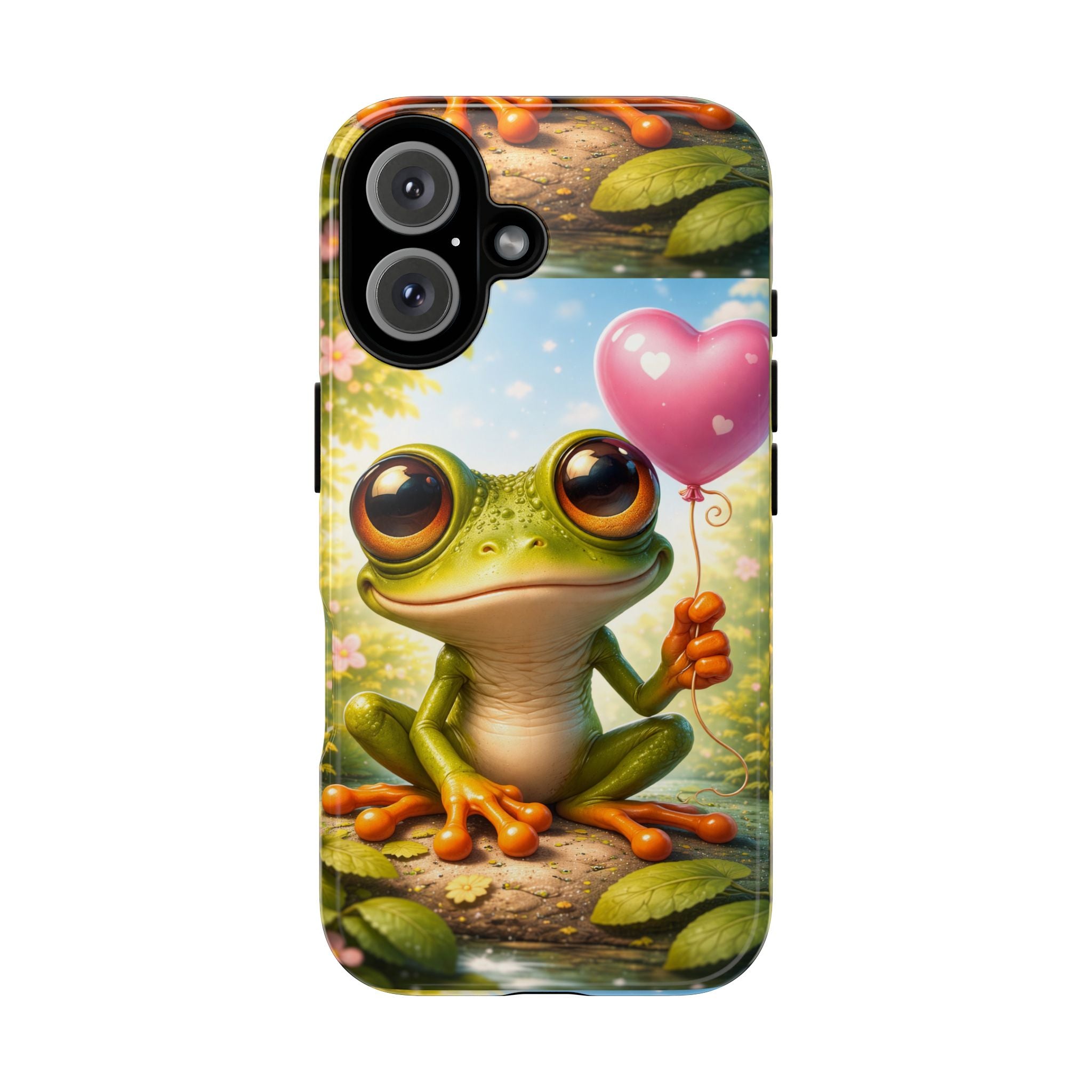 Frog Heart Balloon Phone Case — Glossy or Matte 3D Wrap Protective Case