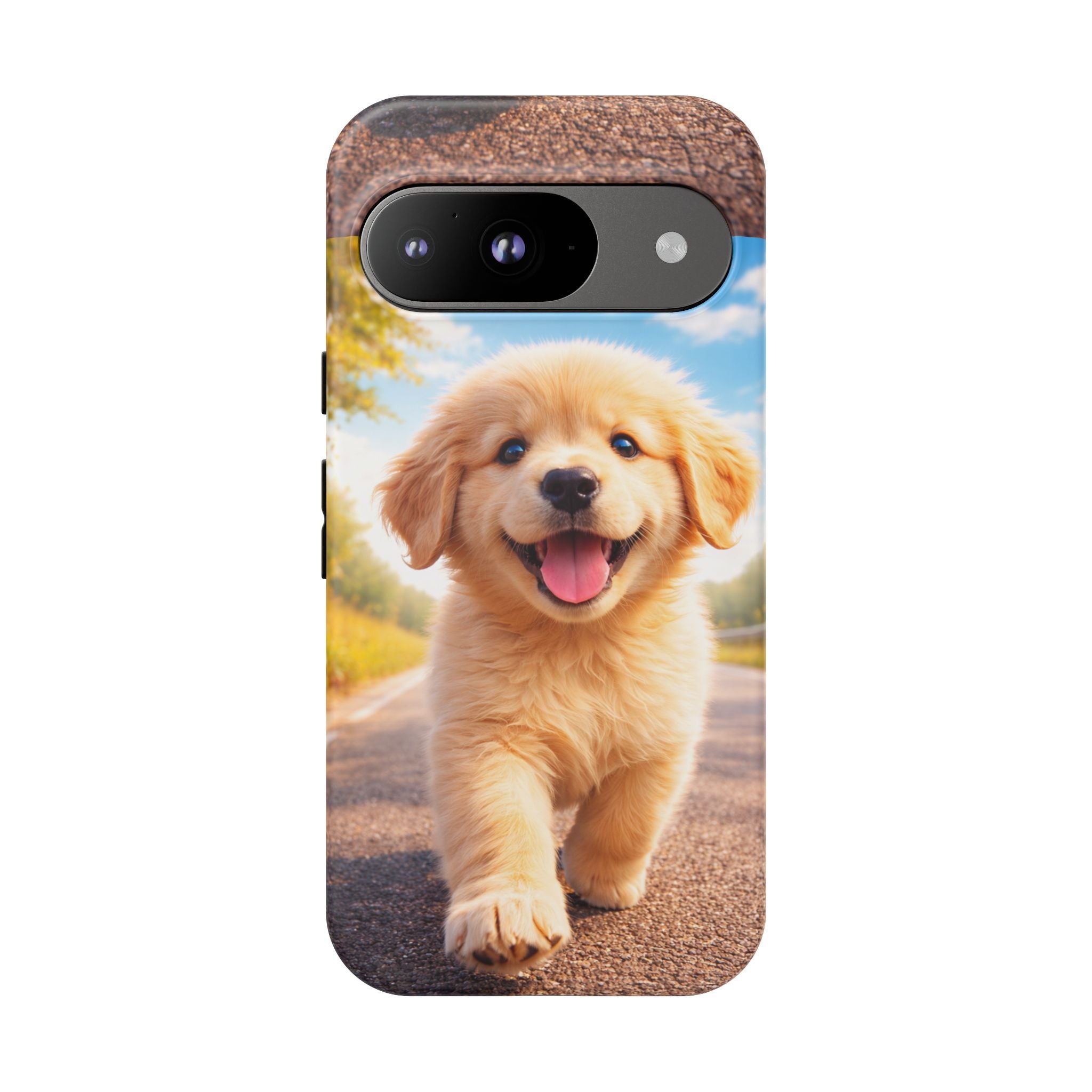 Golden Puppy Sunlit Phone Case — Full‑Wrap UV‑Protected Tough Case