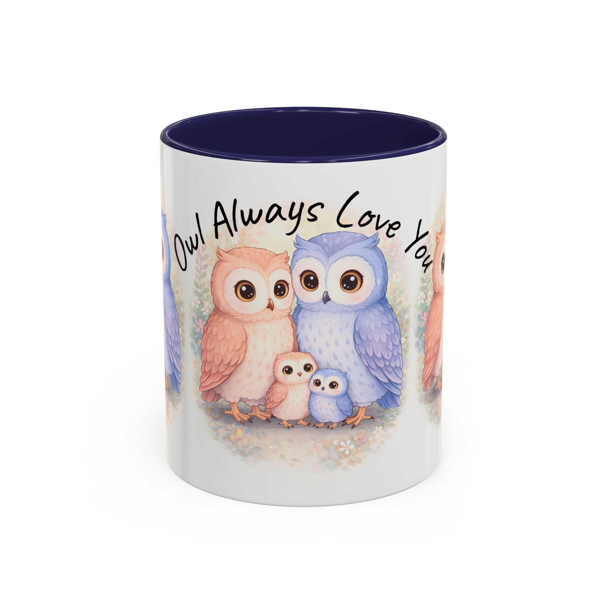 Watercolor Owl Family Mug 11oz 15oz | Pastel Ceramic Accent Coffee Cup