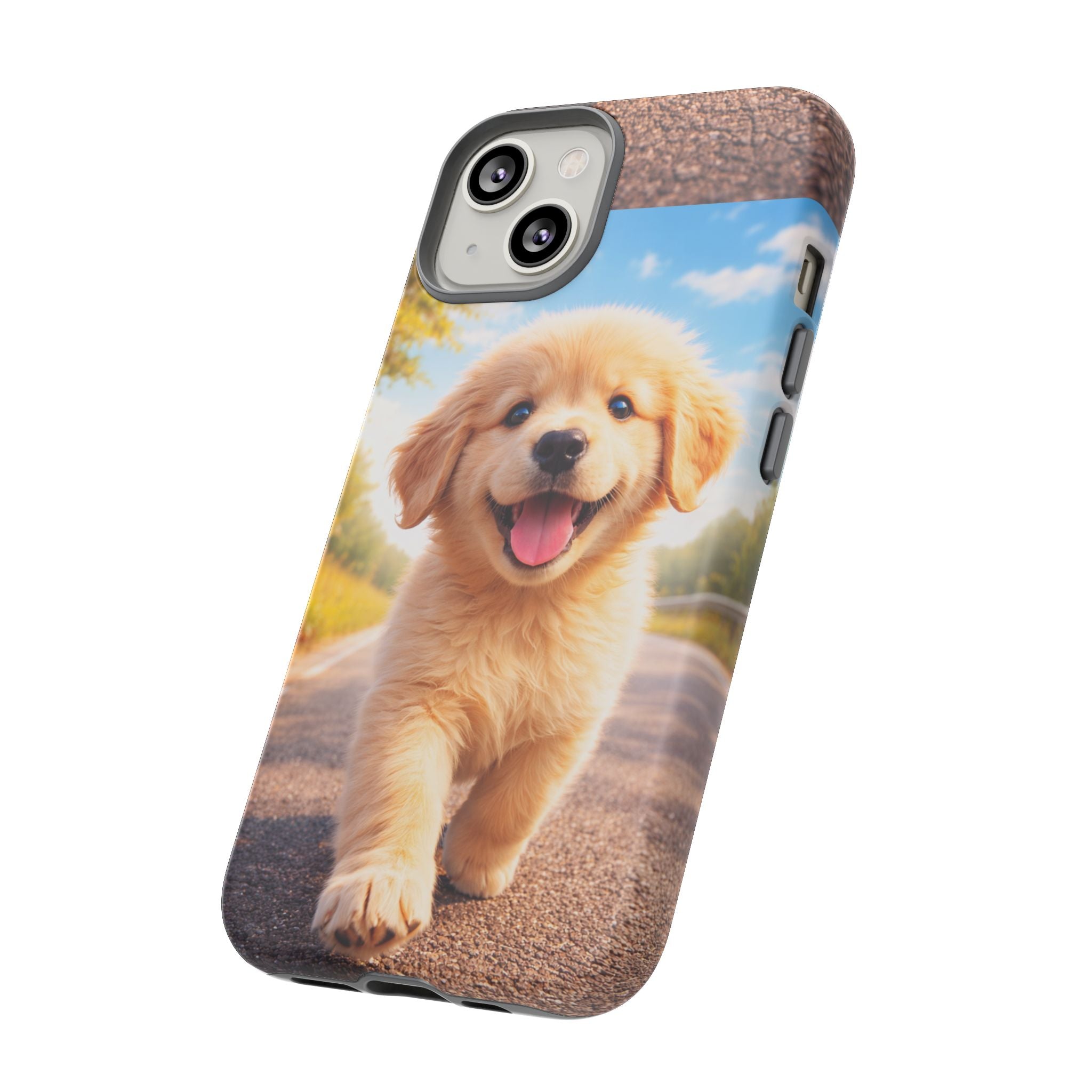 Golden Puppy Sunlit Phone Case — Full‑Wrap UV‑Protected Tough Case