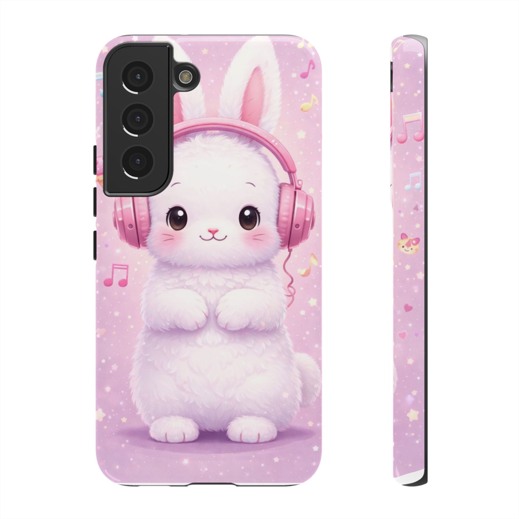 Pastel Bunny with Pink Headphones Phone Case | Dual-Layer Protective Case