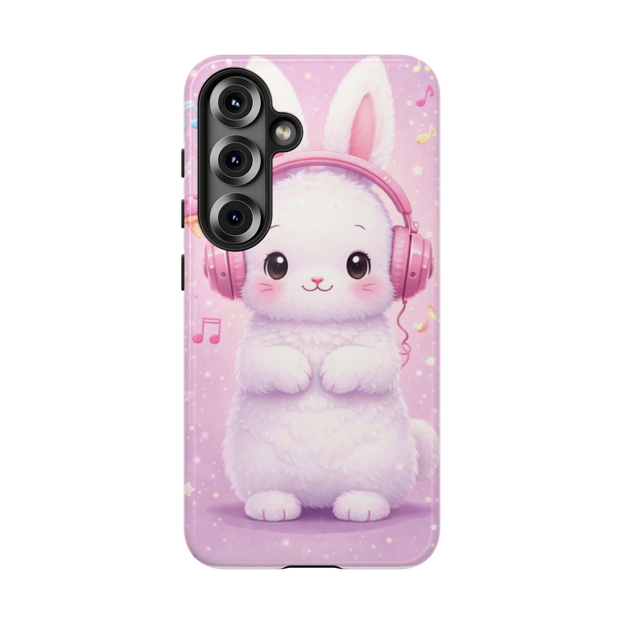 Pastel Bunny with Pink Headphones Phone Case | Dual-Layer Protective Case