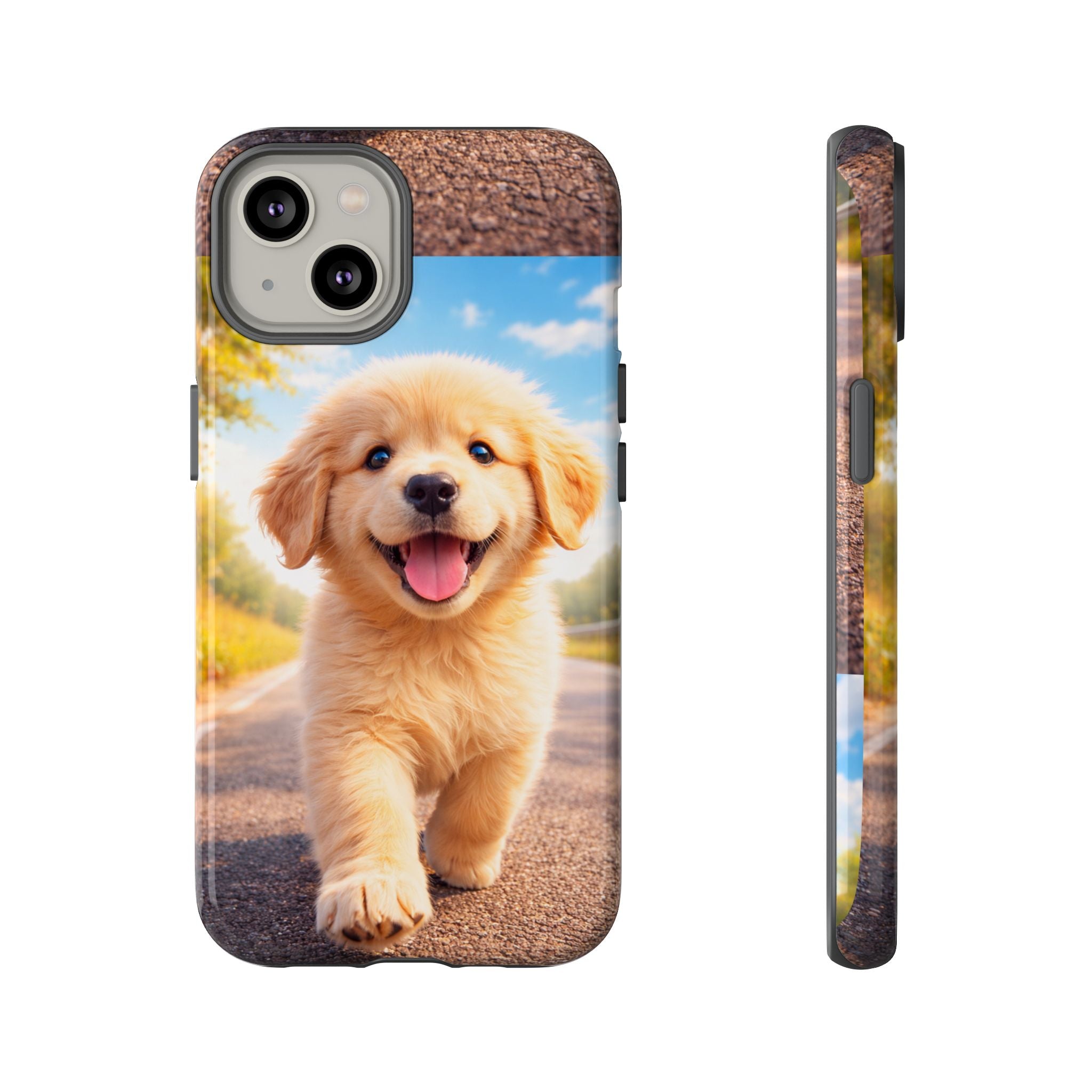 Golden Puppy Sunlit Phone Case — Full‑Wrap UV‑Protected Tough Case