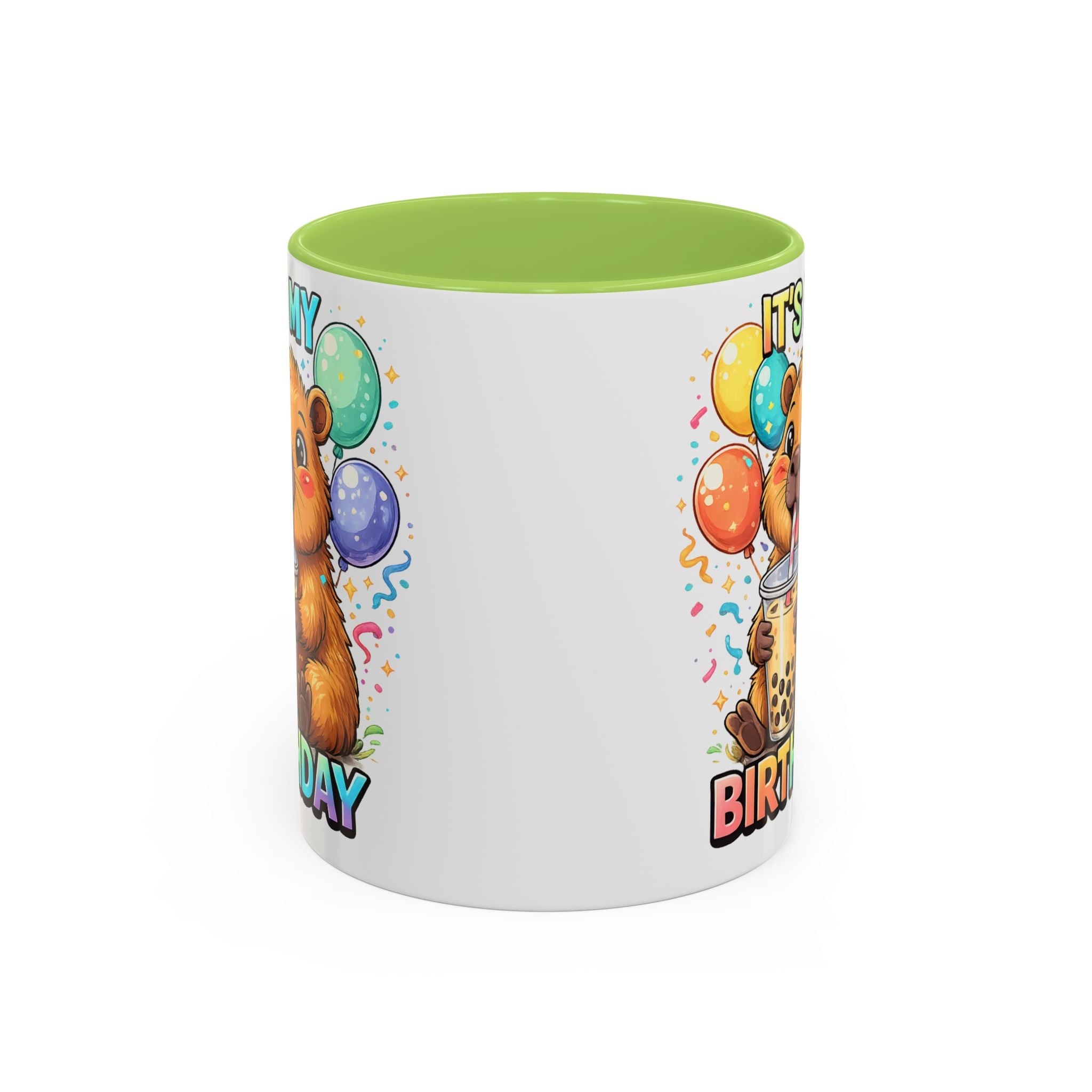 Cute Bear Drinking Bubble Tea It's My Birthday Mug | Accent Coffee Mug