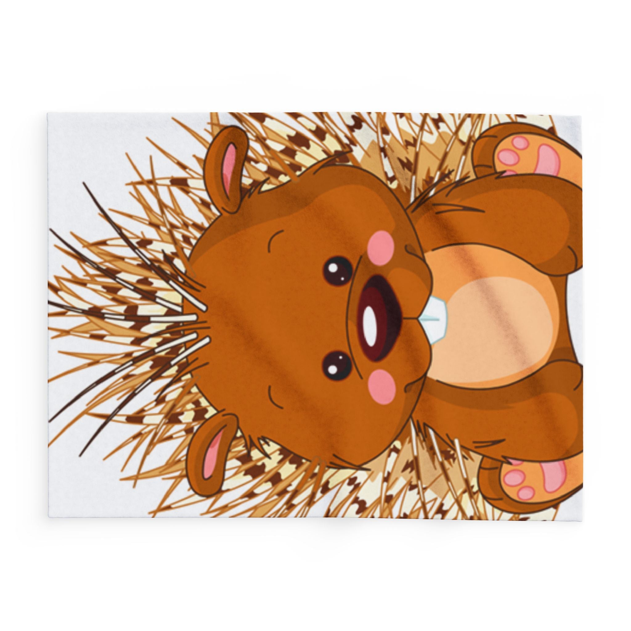 Cute Cartoon Porcupine Blanket | Plush Fleece Throw for Reading Nook