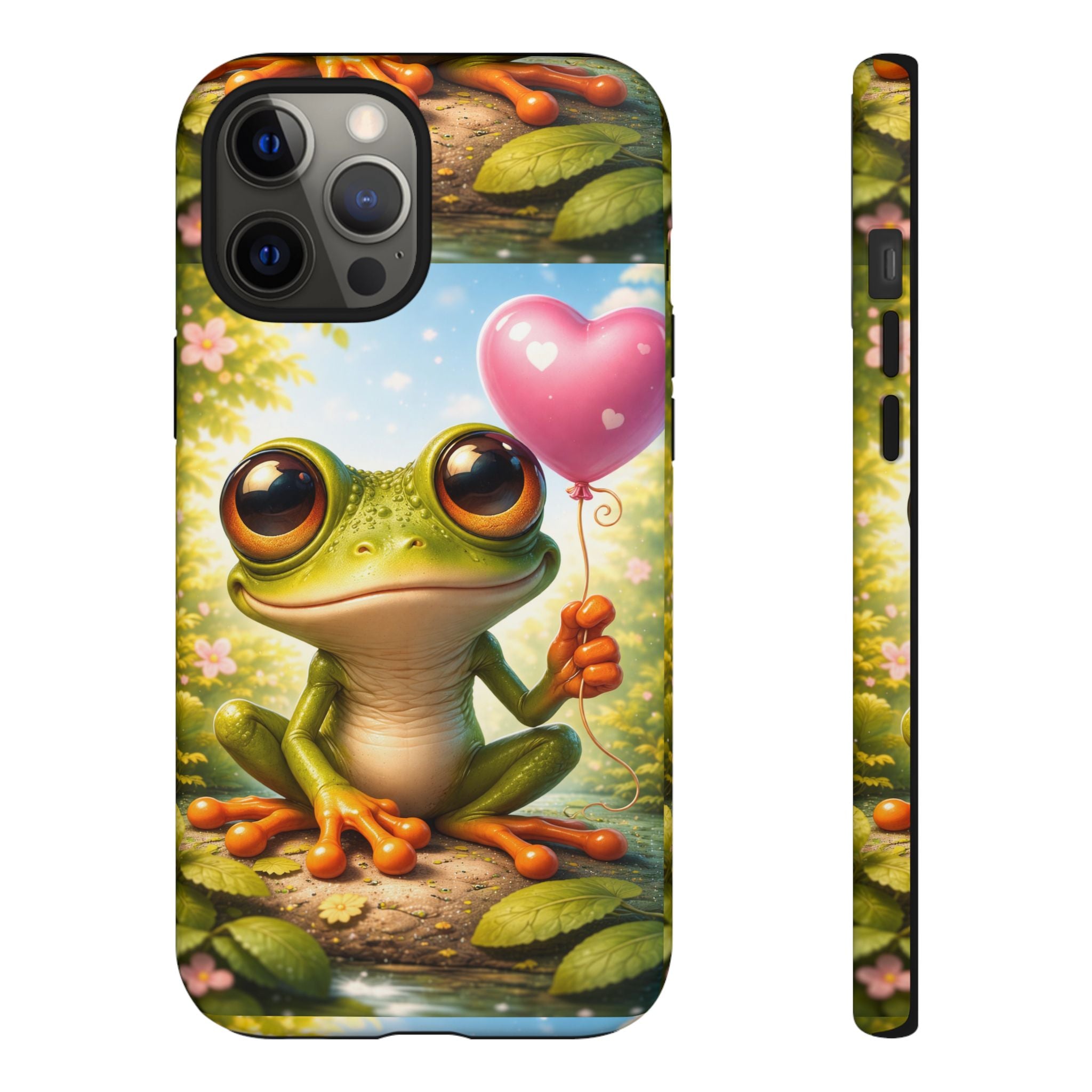 Frog Heart Balloon Phone Case — Glossy or Matte 3D Wrap Protective Case