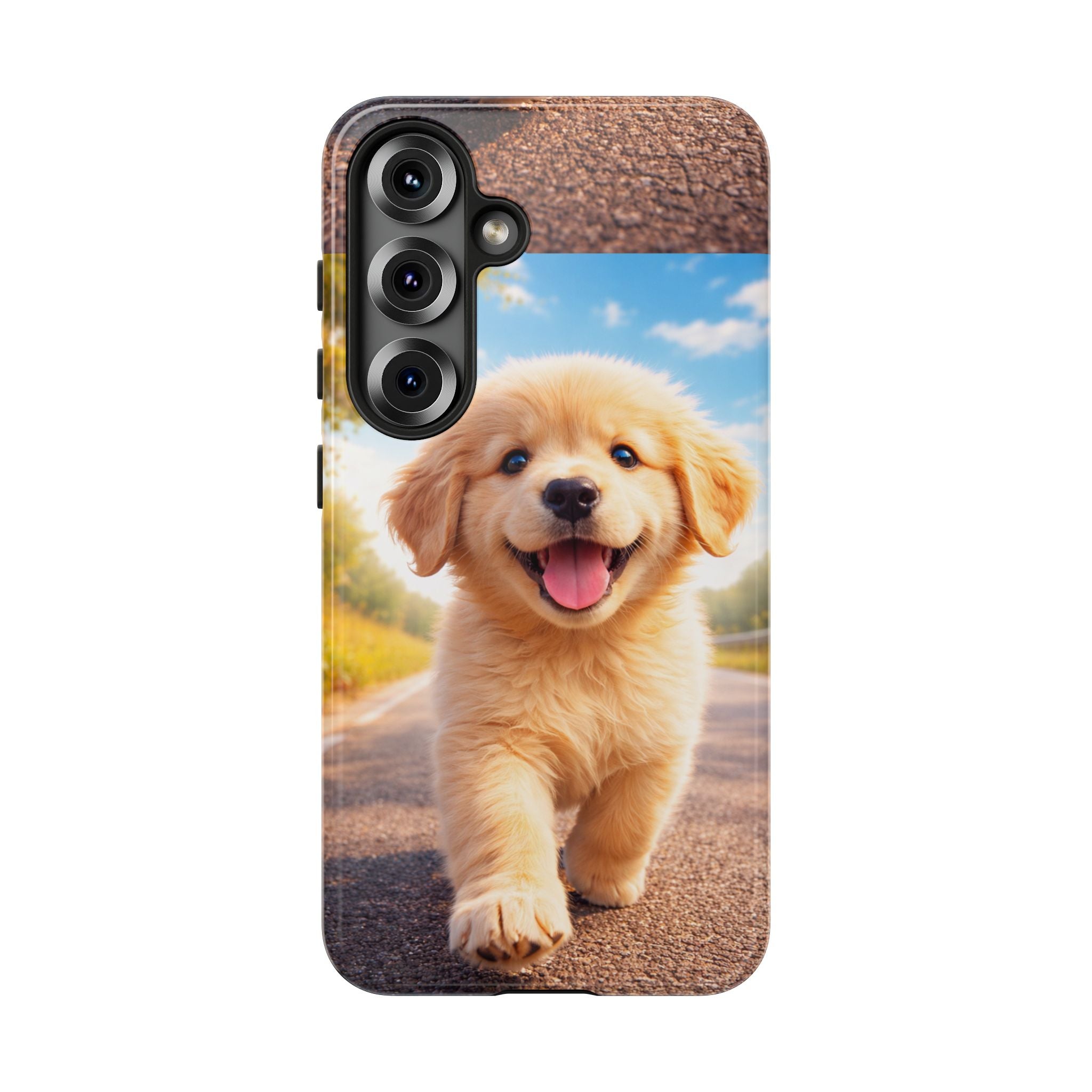 Golden Puppy Sunlit Phone Case — Full‑Wrap UV‑Protected Tough Case